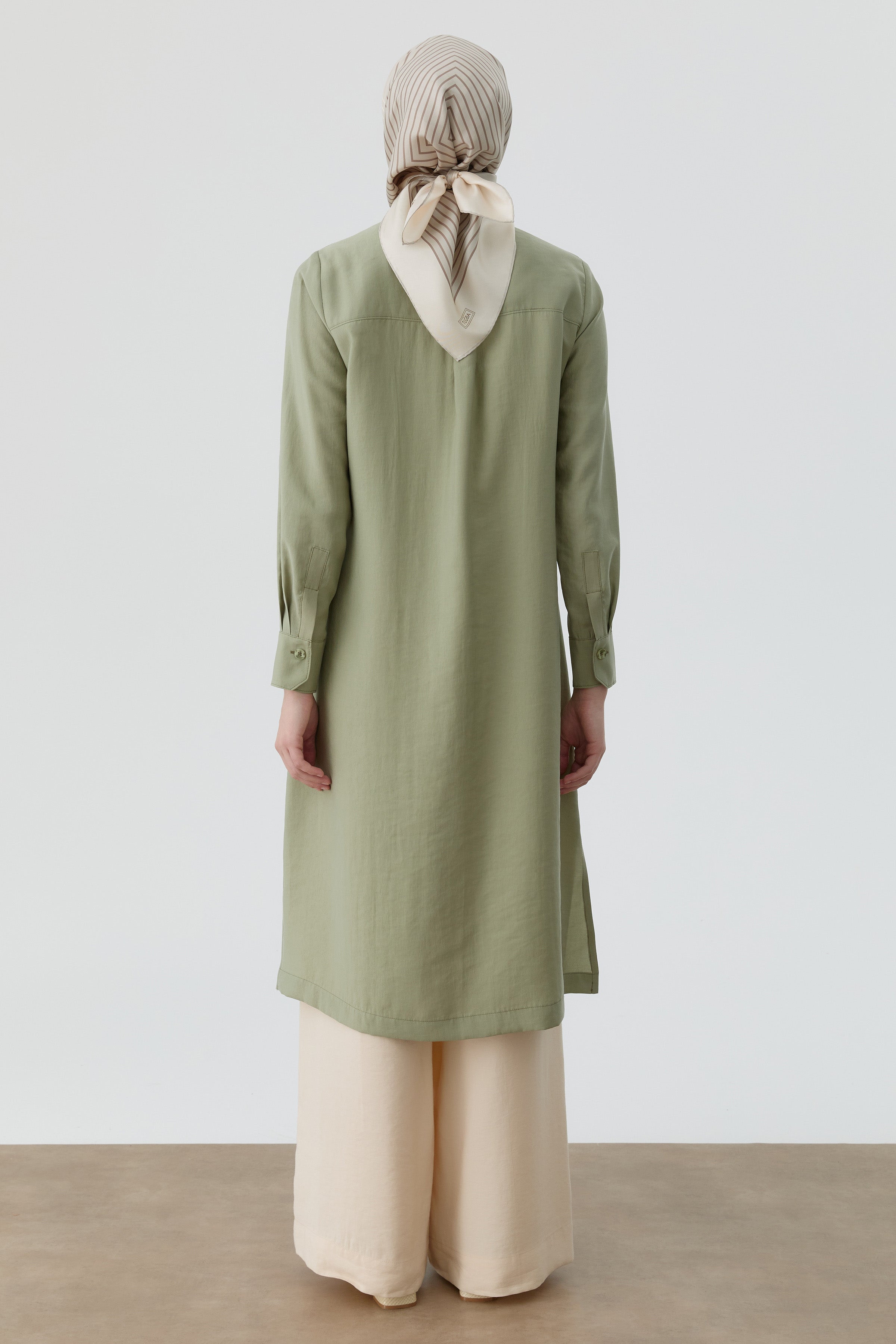 Nervür Kesikli Uzun Tunik - Mint TUGBA