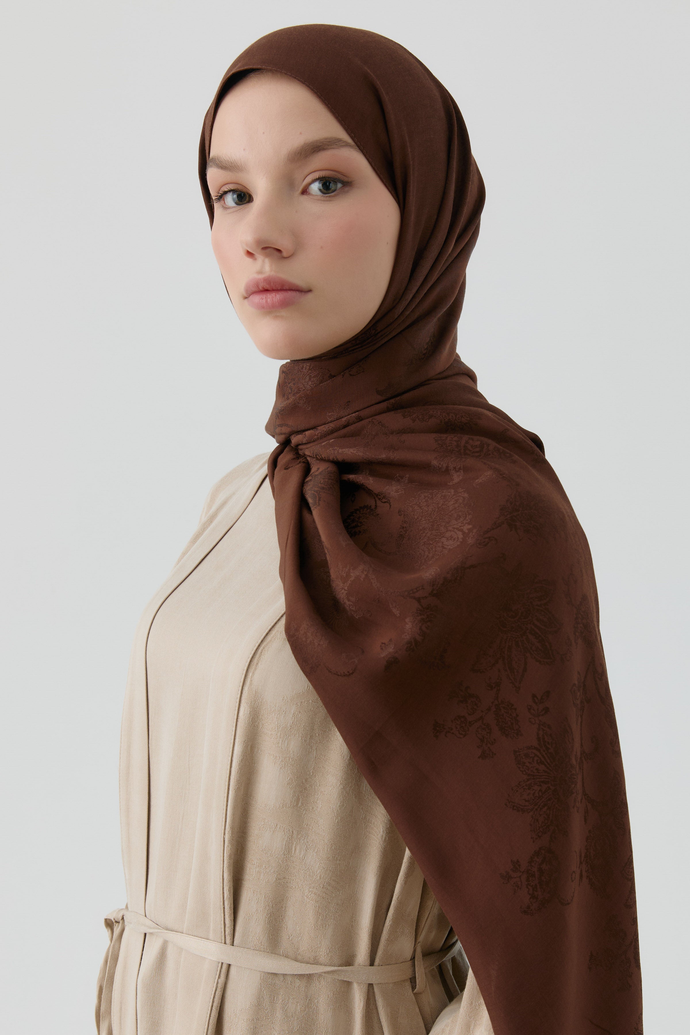 Nevgül Jakar Naturel Şal - Acı Kahve TUGBA