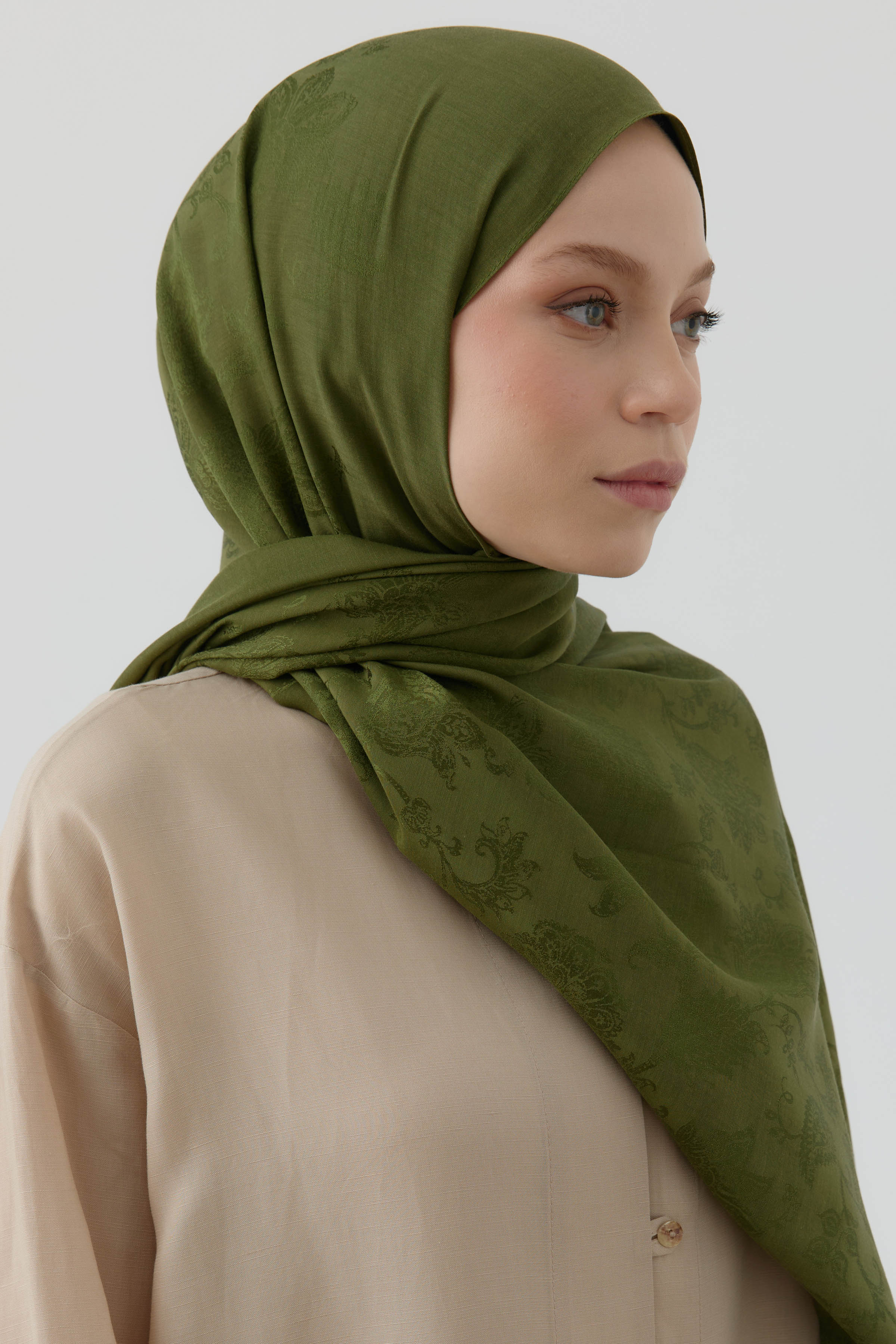 Nevgül Jakar Naturel Şal - Haki TUGBA