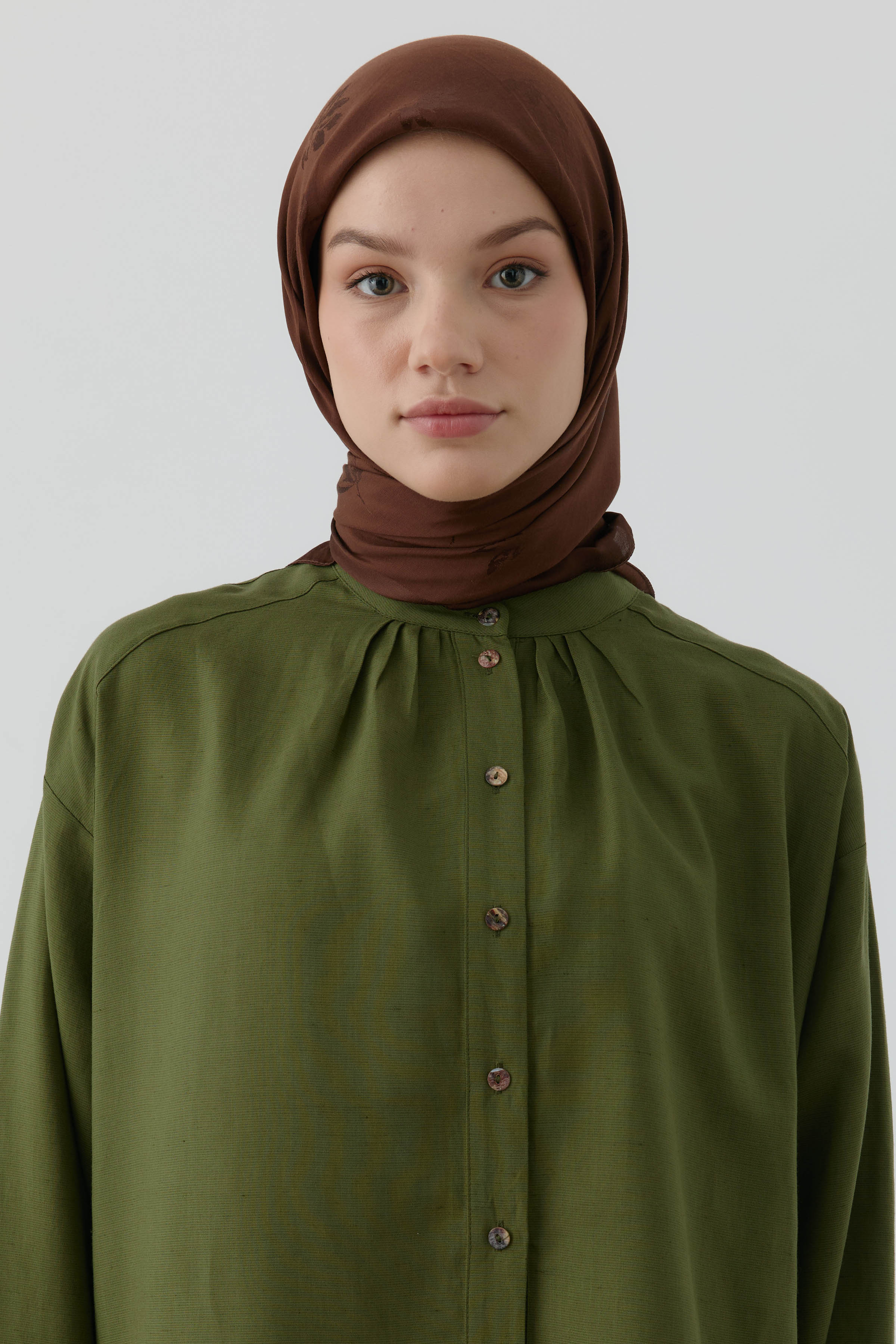 Buket Jakar Naturel Eşarp - Acı Kahve TUGBA