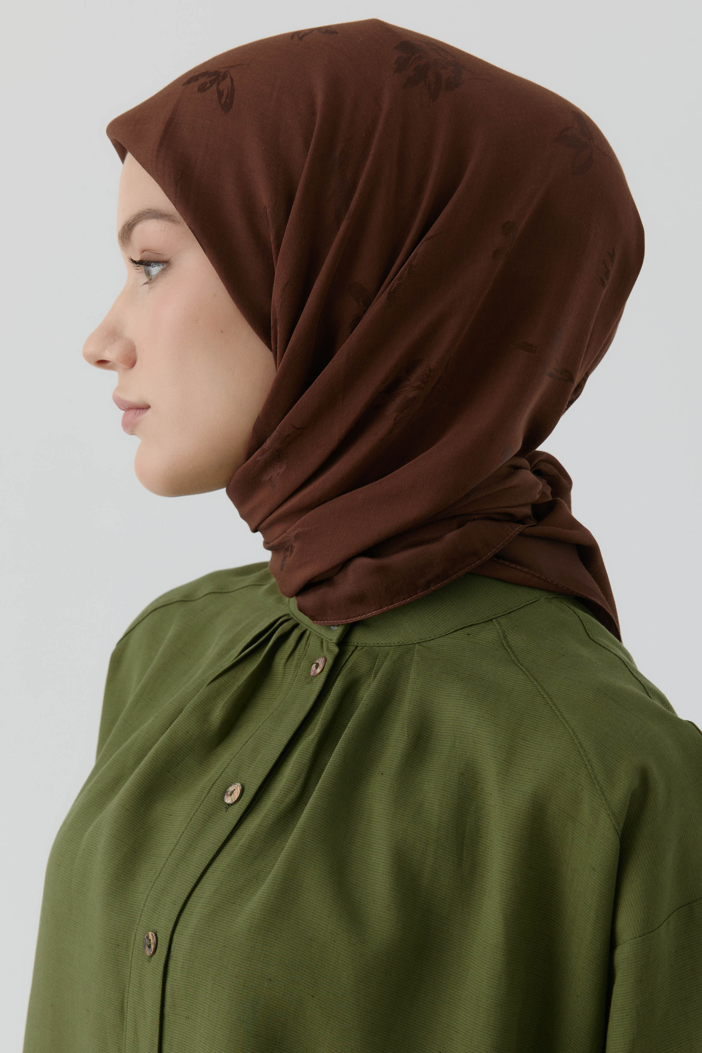 Buket Jakar Naturel Eşarp - Acı Kahve TUGBA