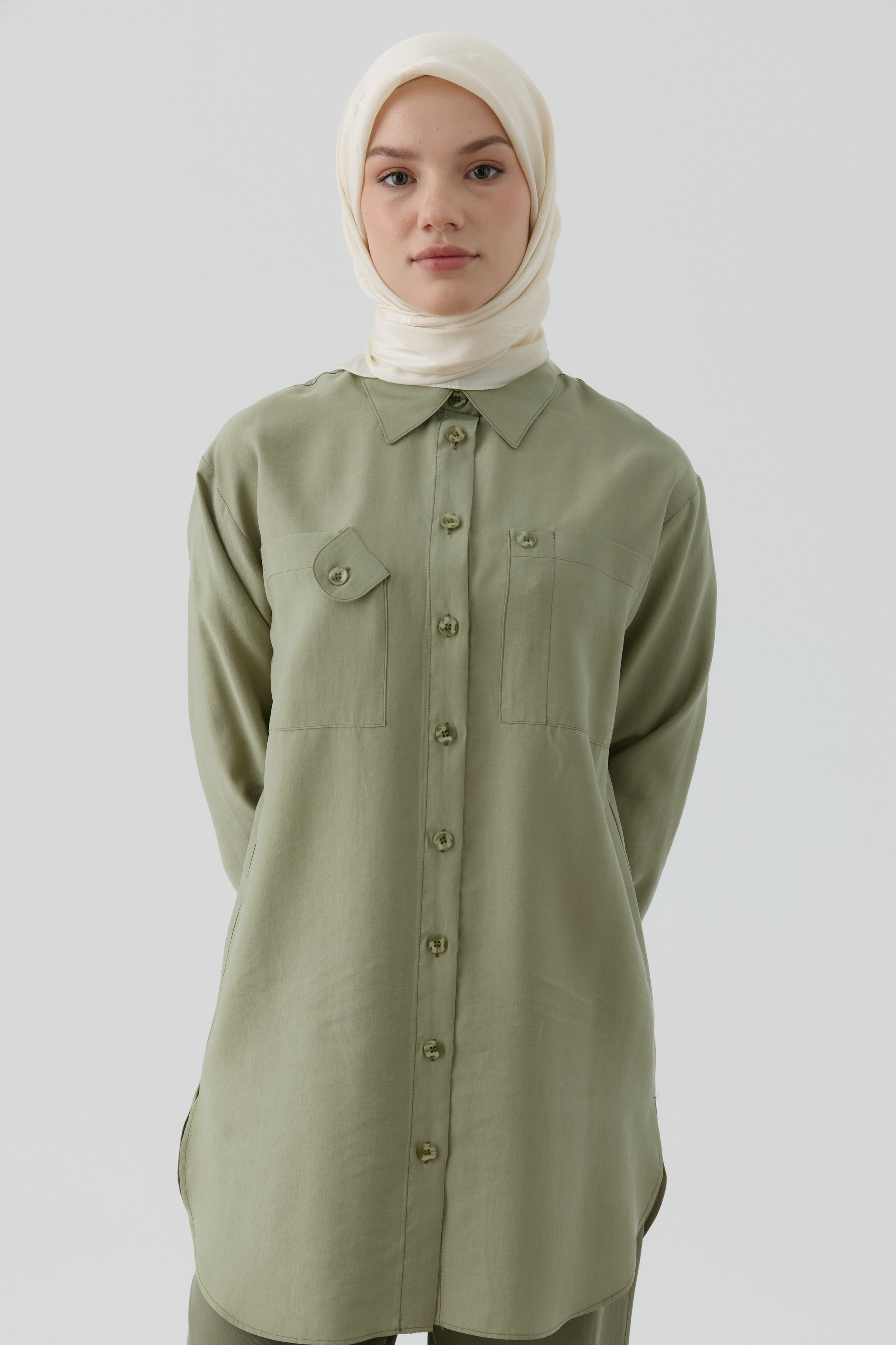 Buket Jakar Naturel Eşarp - Ekru TUGBA