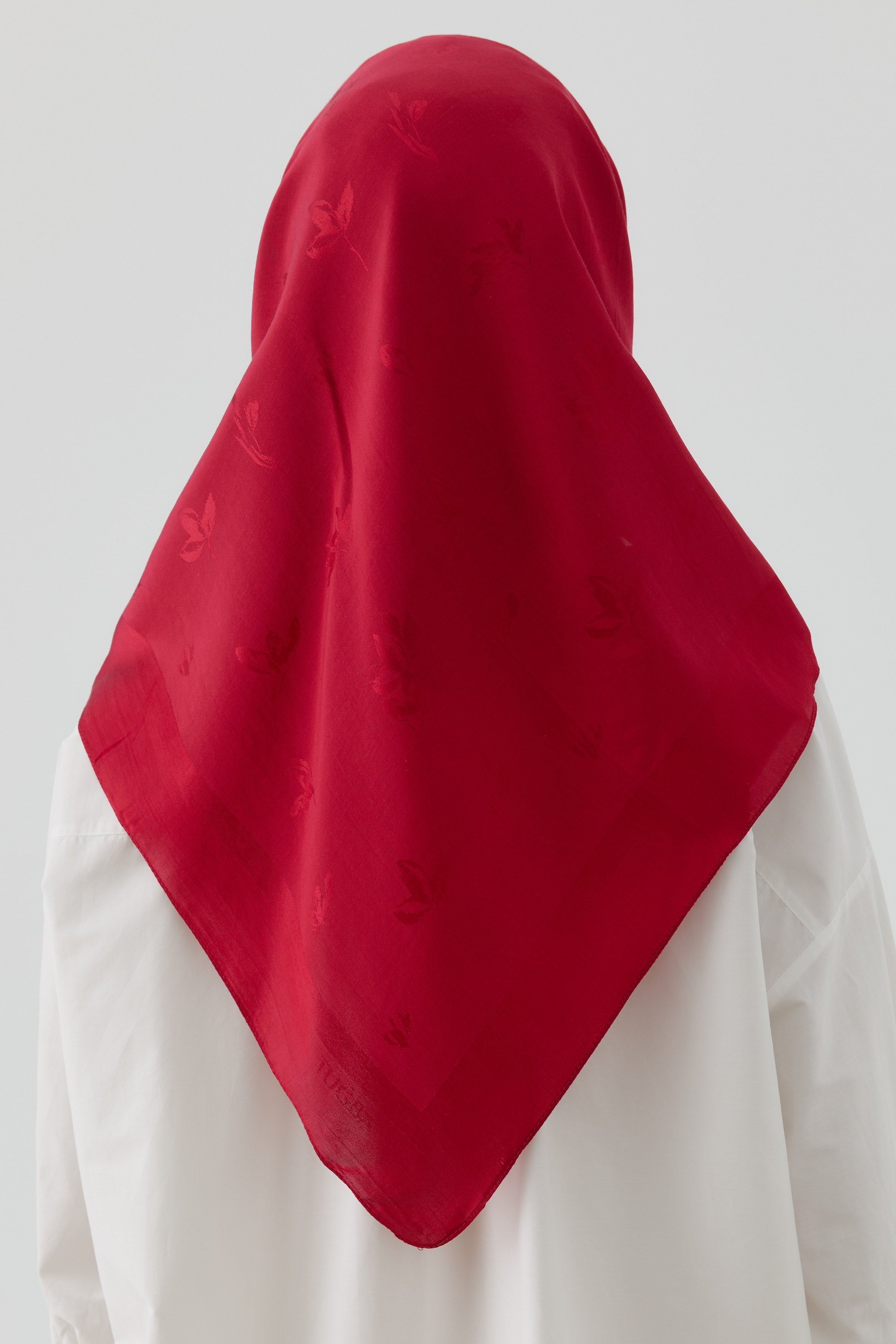 Buket Jakar Naturel Eşarp - Kırmızı TUGBA