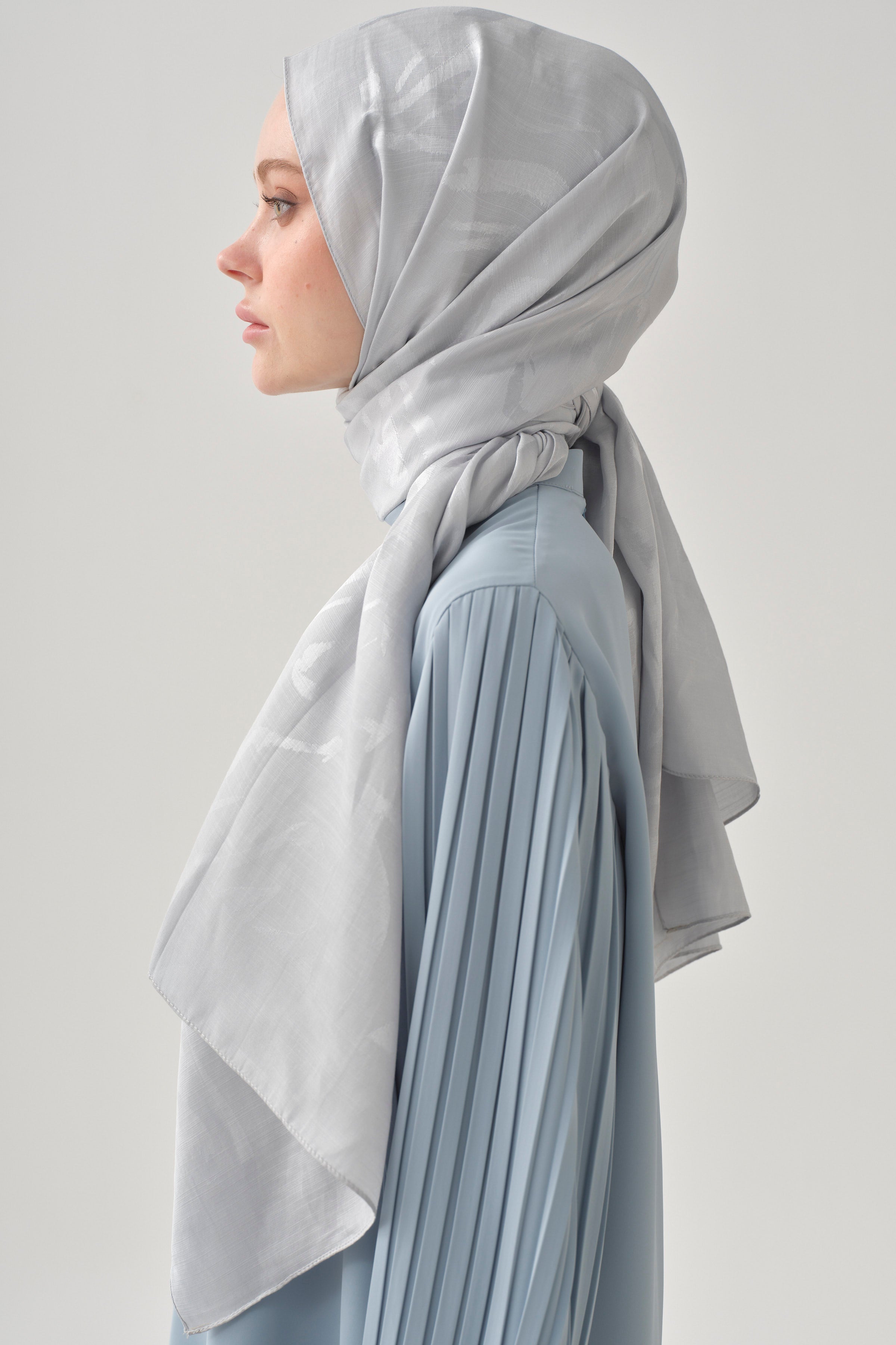 Dalgalı Nida Naturel Şal - Gümüş TUGBA