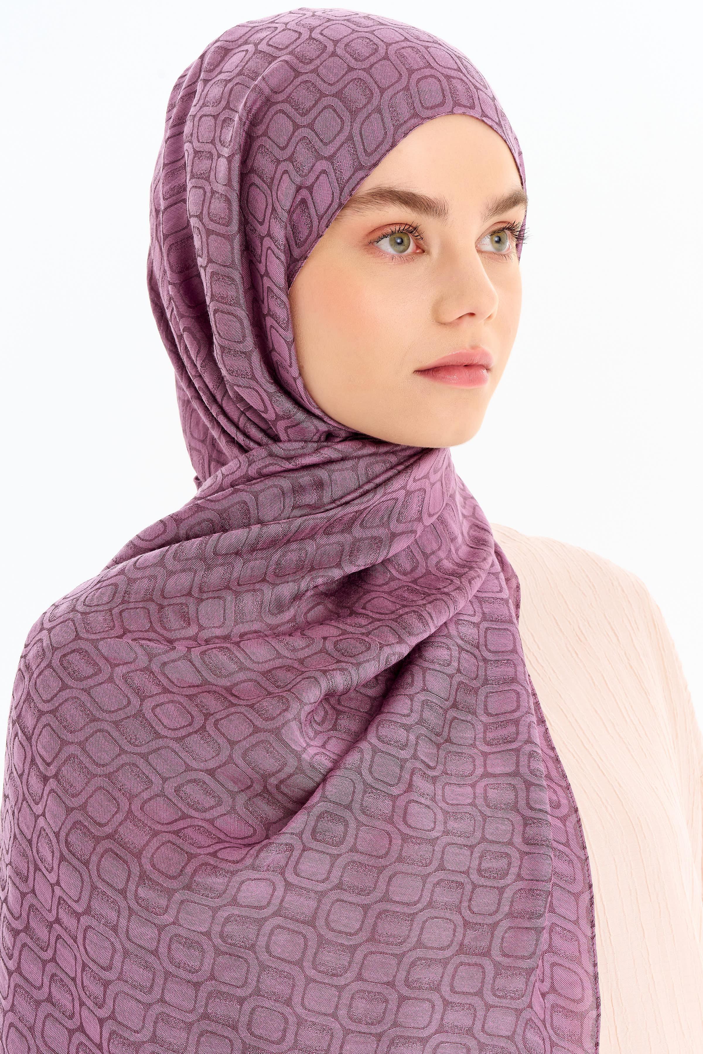 Geometrik Desen Viskon Şal - Gül Kurusu TUGBA