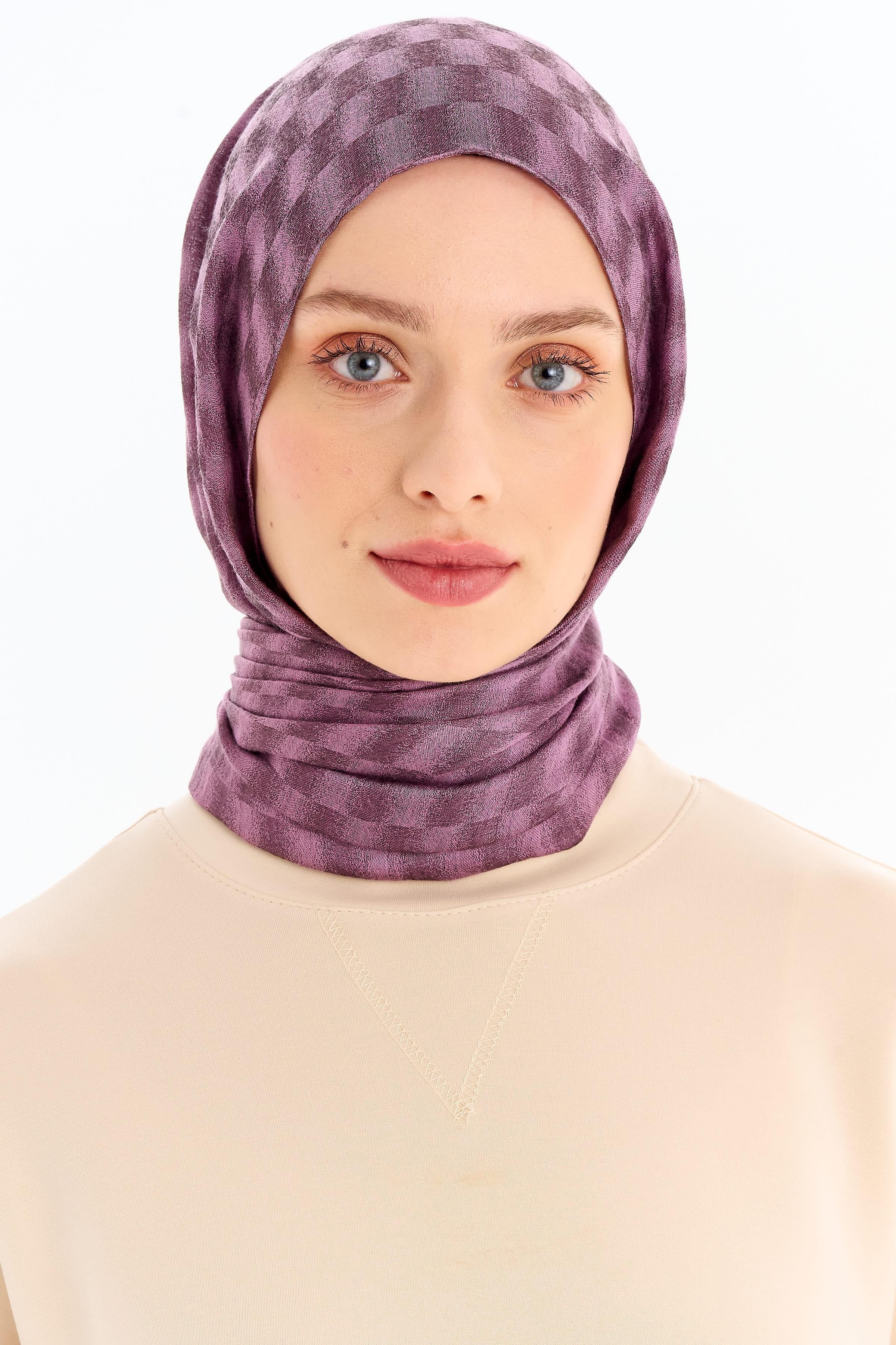 Kare Desen Viskon Şal - Gül Kurusu TUGBA