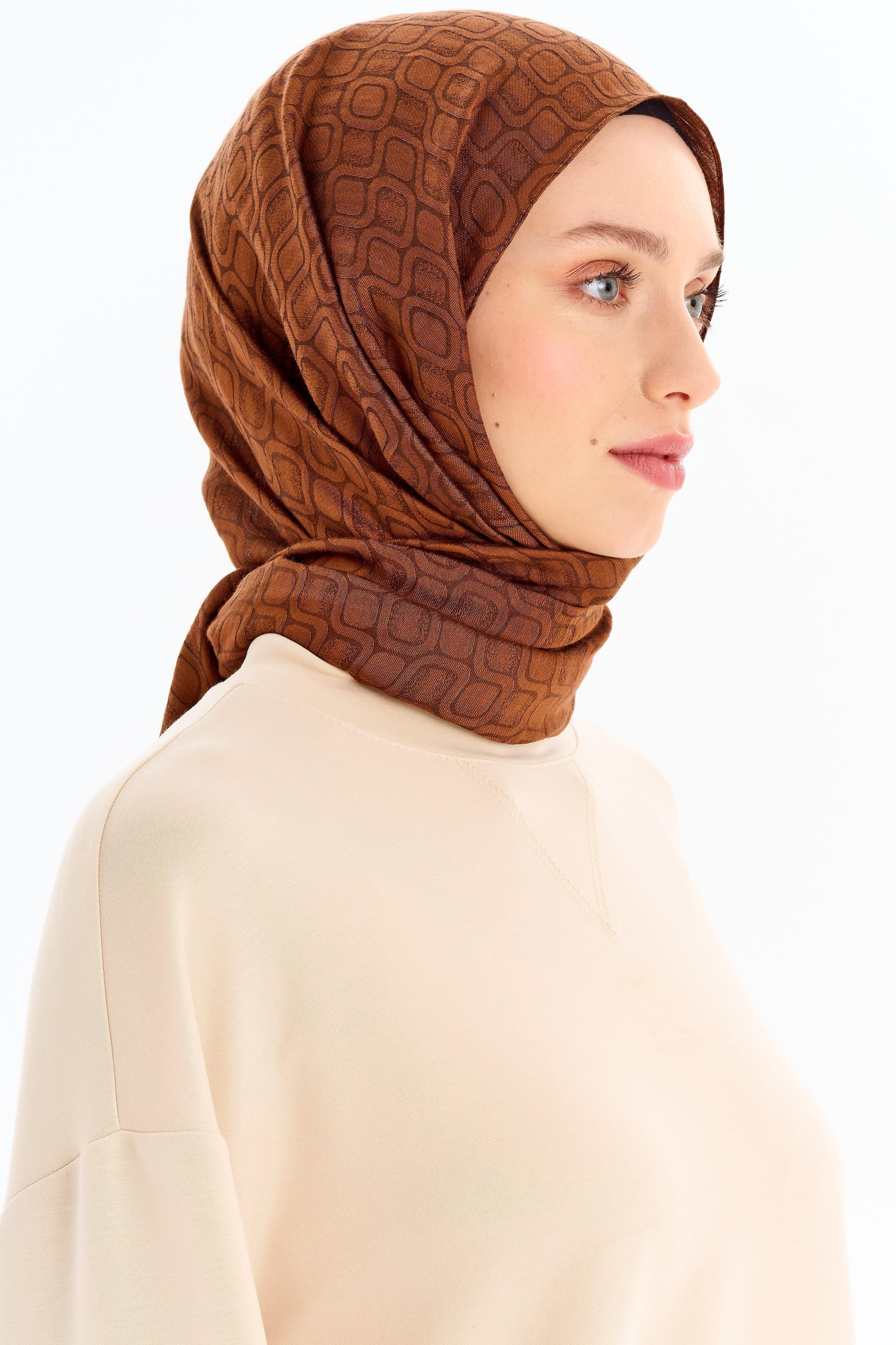 Geometrik Desen Viskon Şal - Karanfil TUGBA