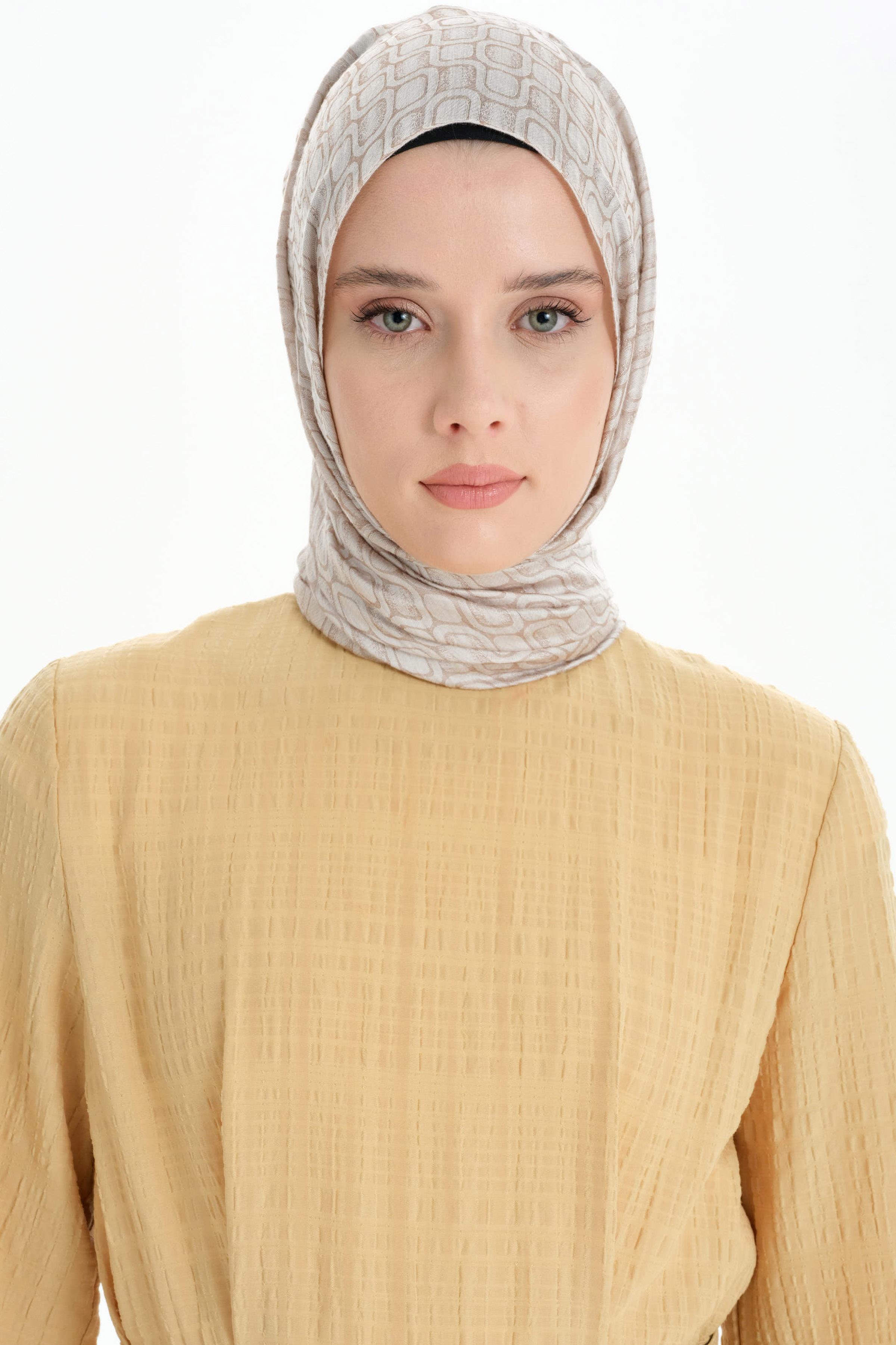 Geometrik Desen Viskon Şal - Taş TUGBA