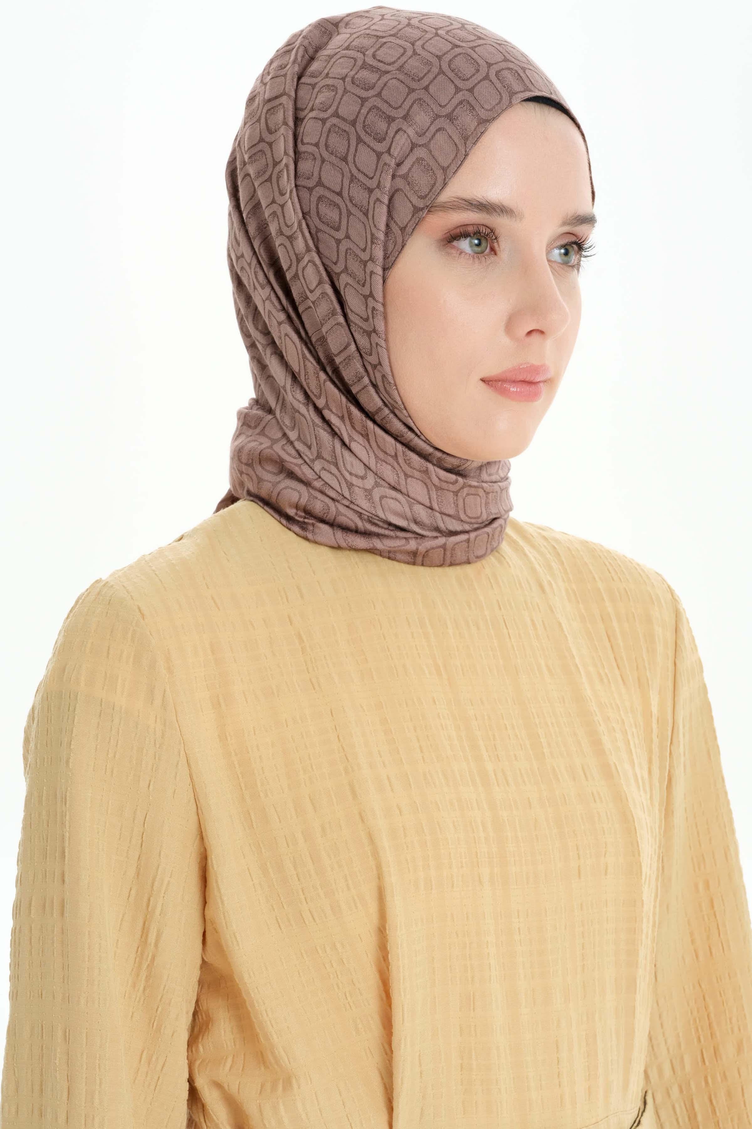 Geometrik Desen Viskon Şal - Vizon TUGBA