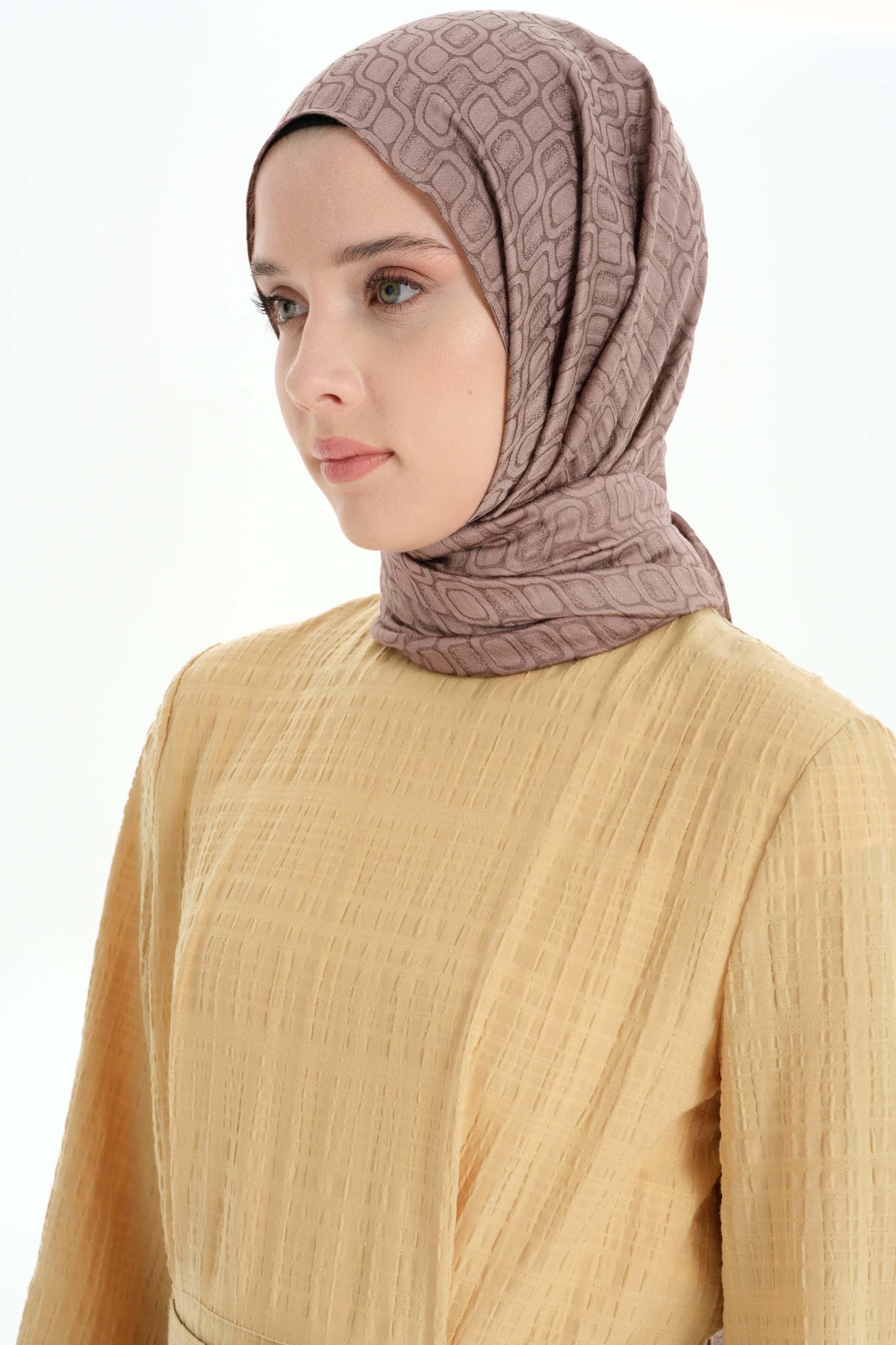 Geometrik Desen Viskon Şal - Vizon TUGBA