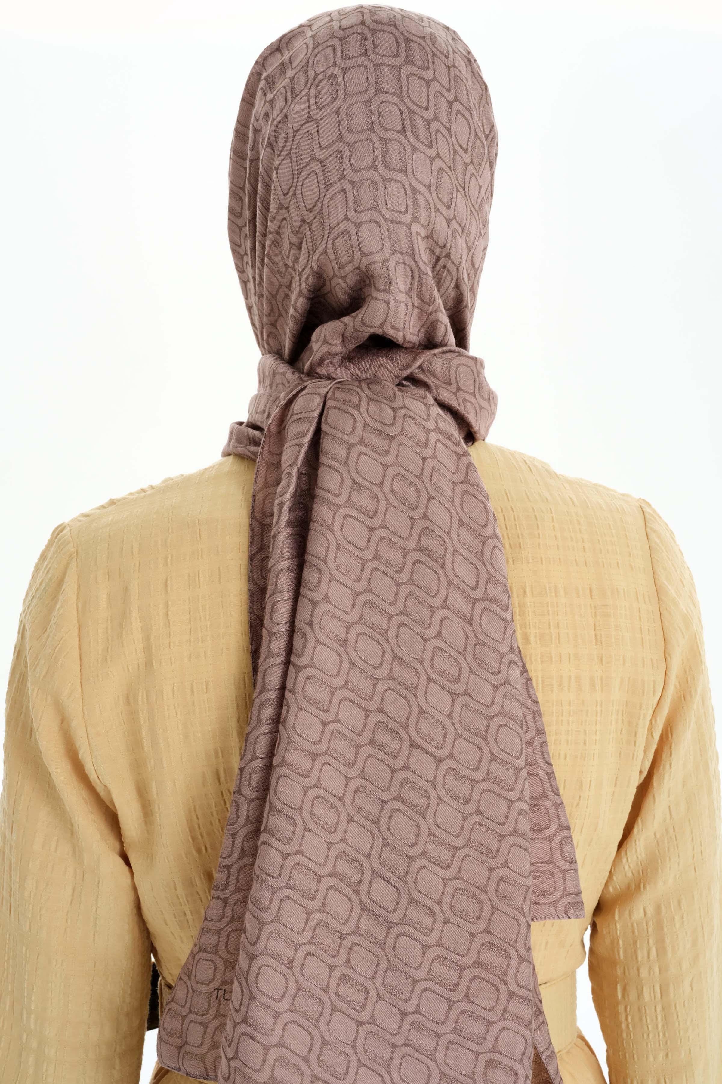 Geometrik Desen Viskon Şal - Vizon TUGBA