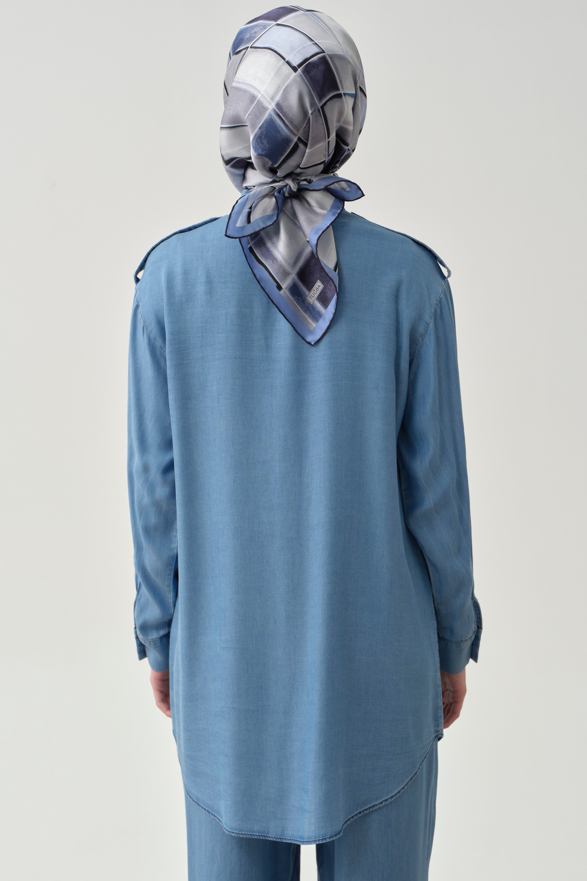 Omuz Apoletli Tunik - İndigo TUGBA