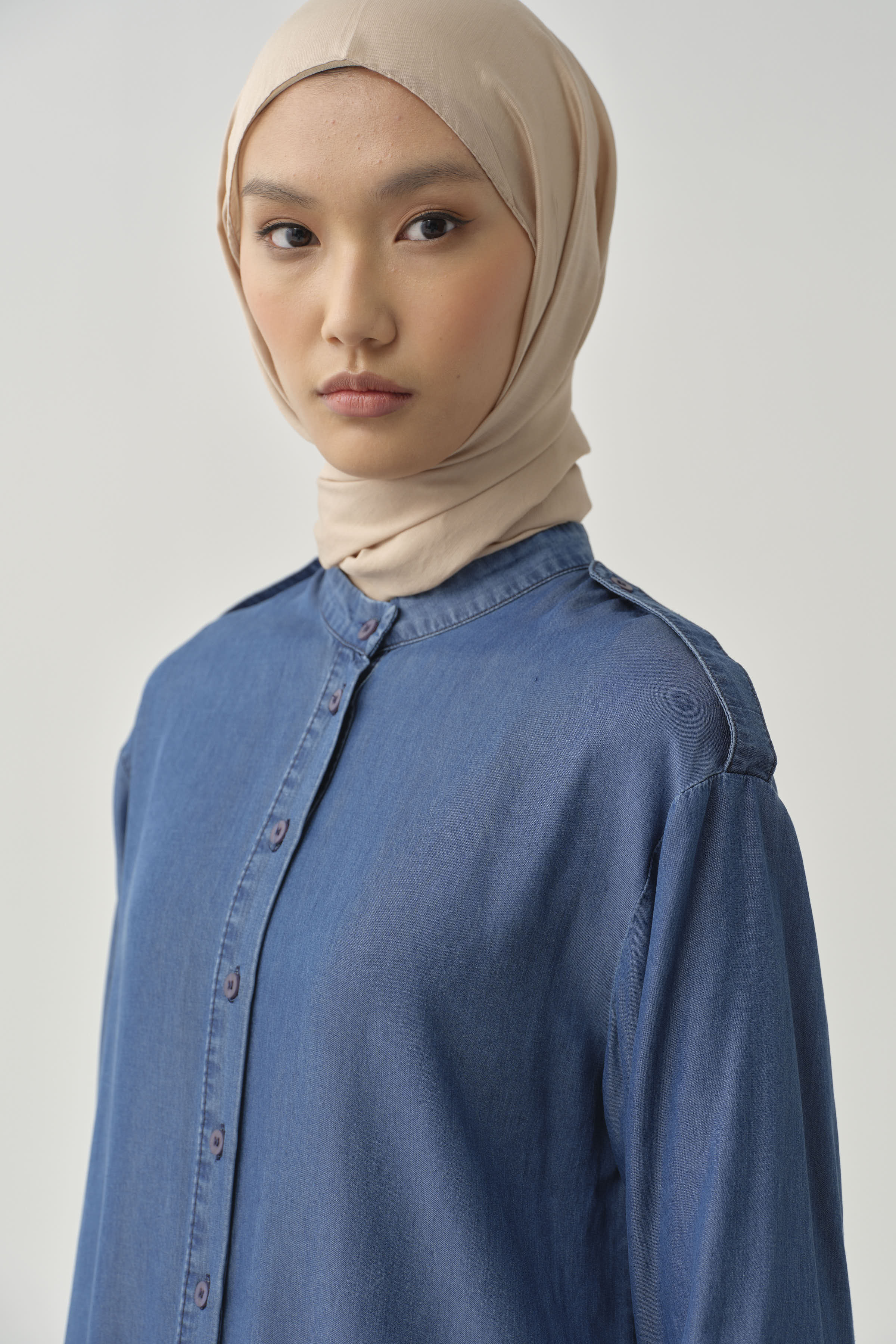 Omuz Apoletli Tunik - Lacivert TUGBA