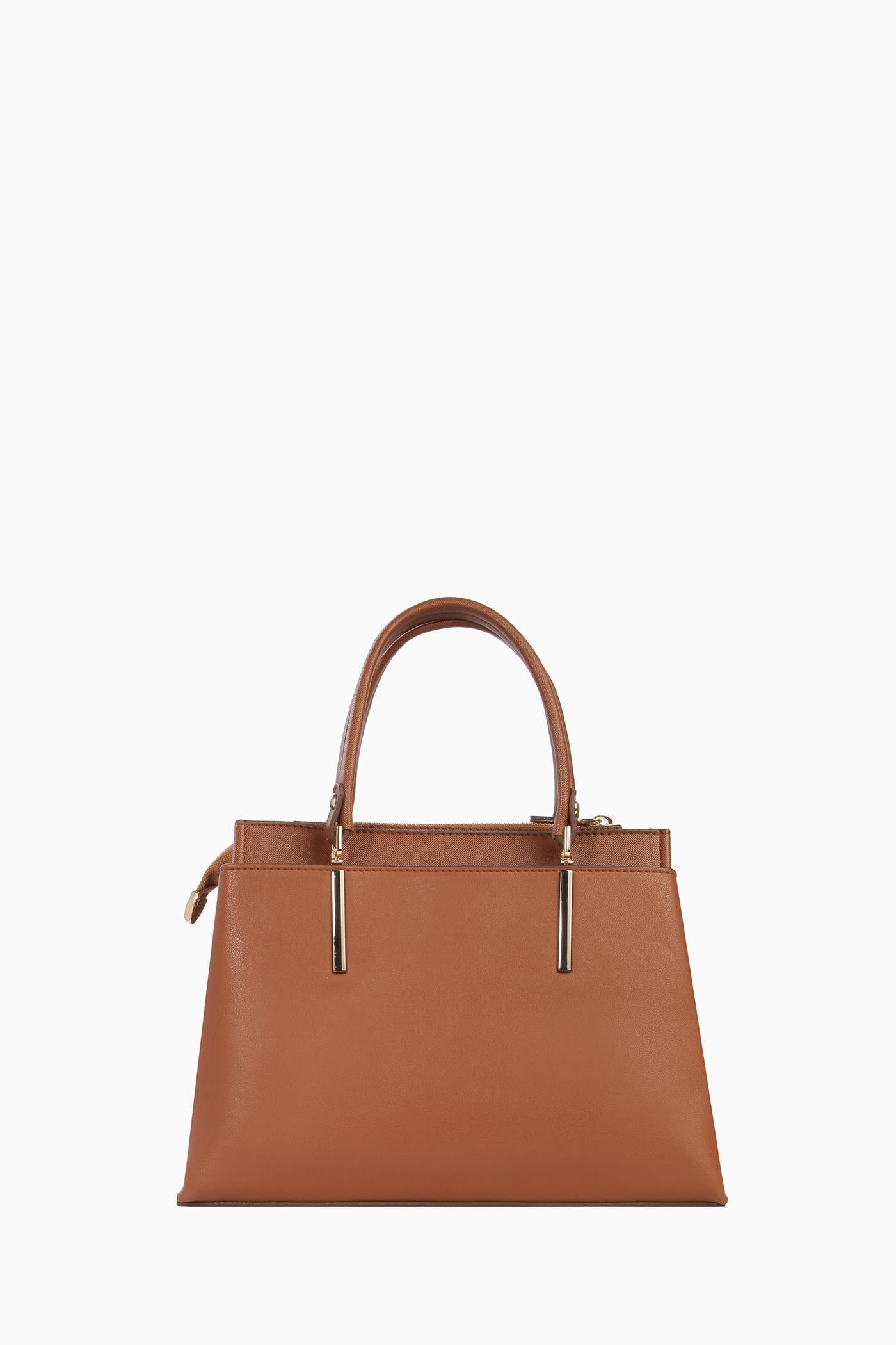 Omuz Askılı Çift Kulplu Çanta - Taba TUGBA