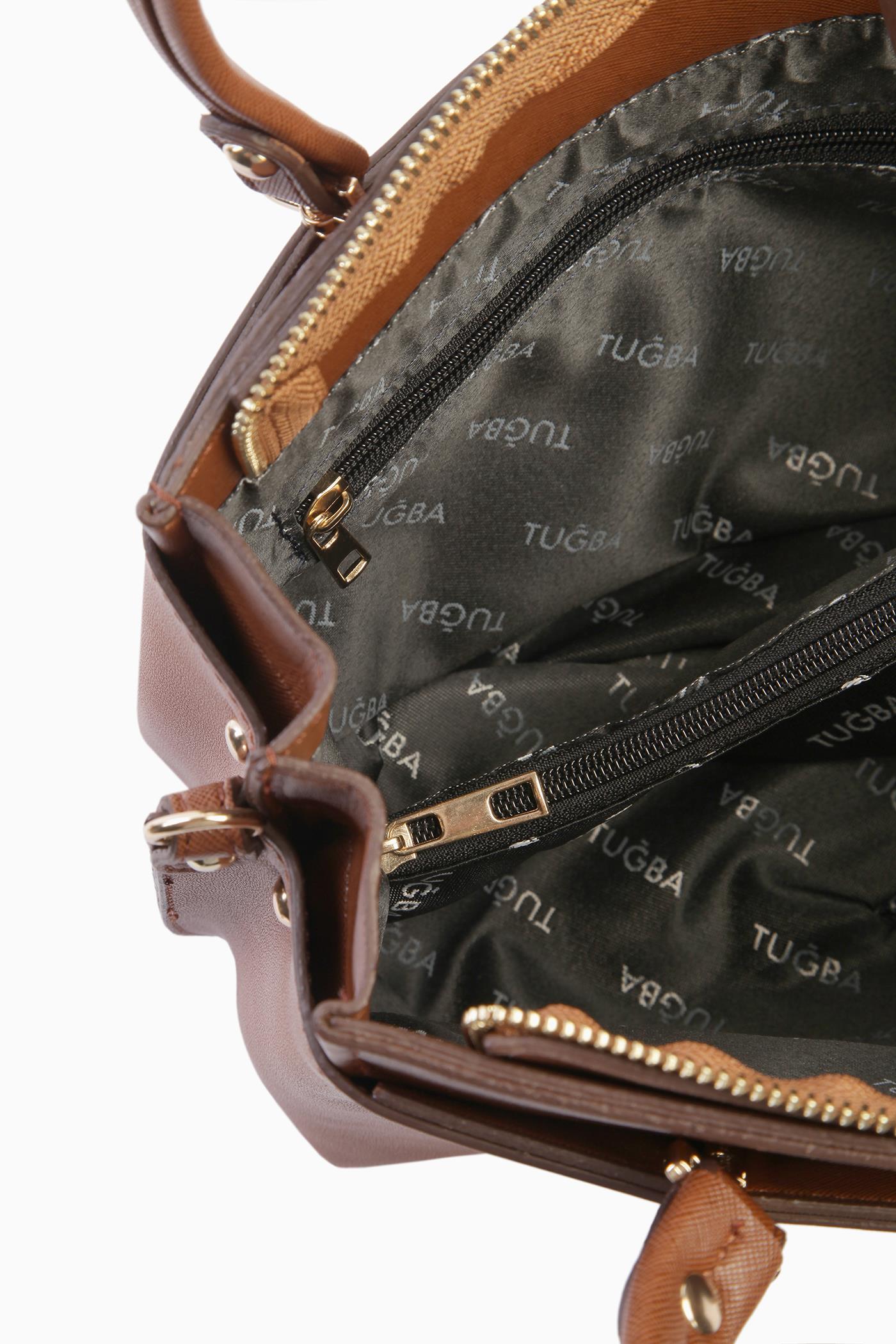 Omuz Askılı Çift Kulplu Çanta - Taba TUGBA