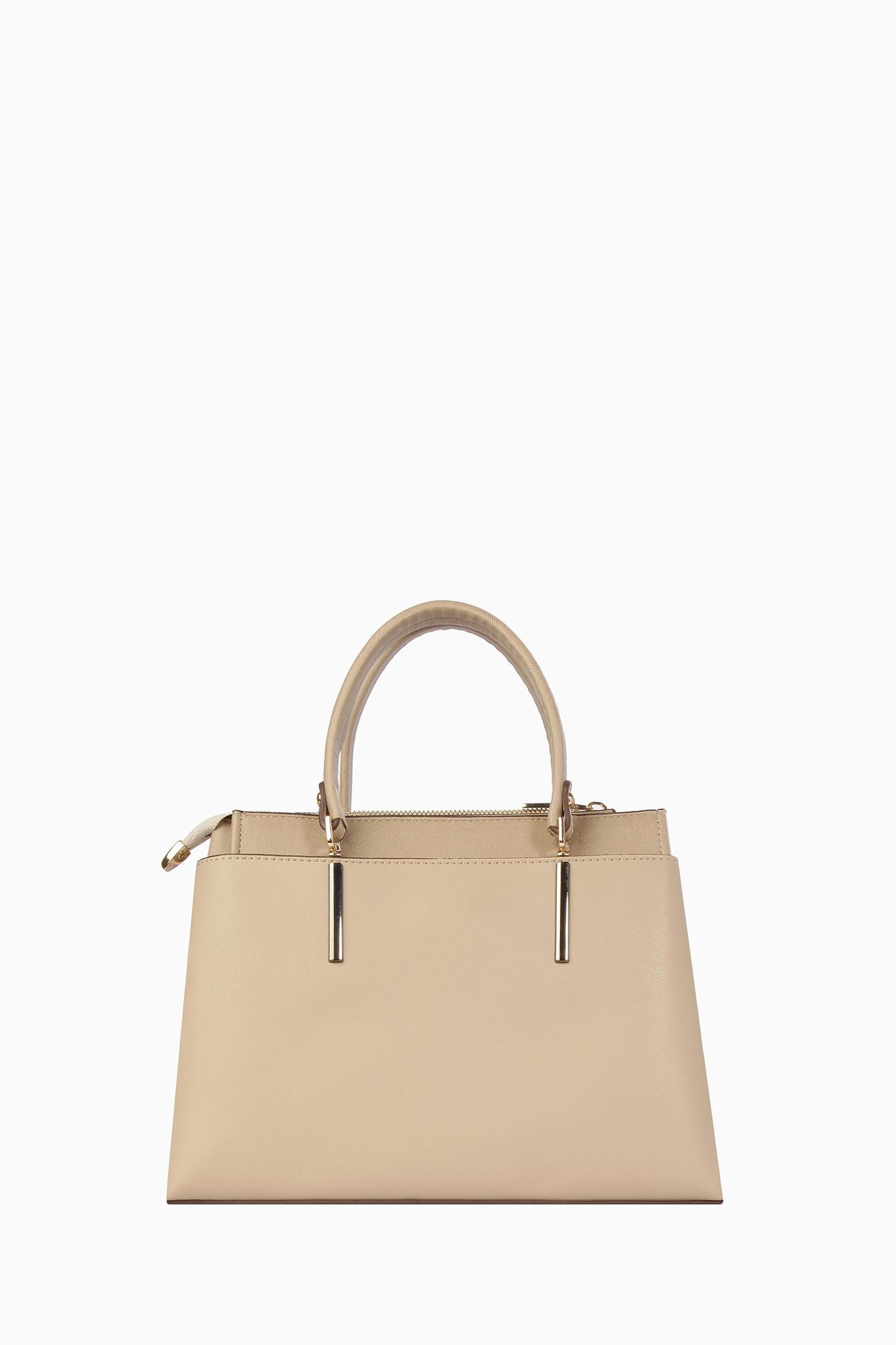 Omuz Askılı Çift Kulplu Çanta - Taş TUGBA