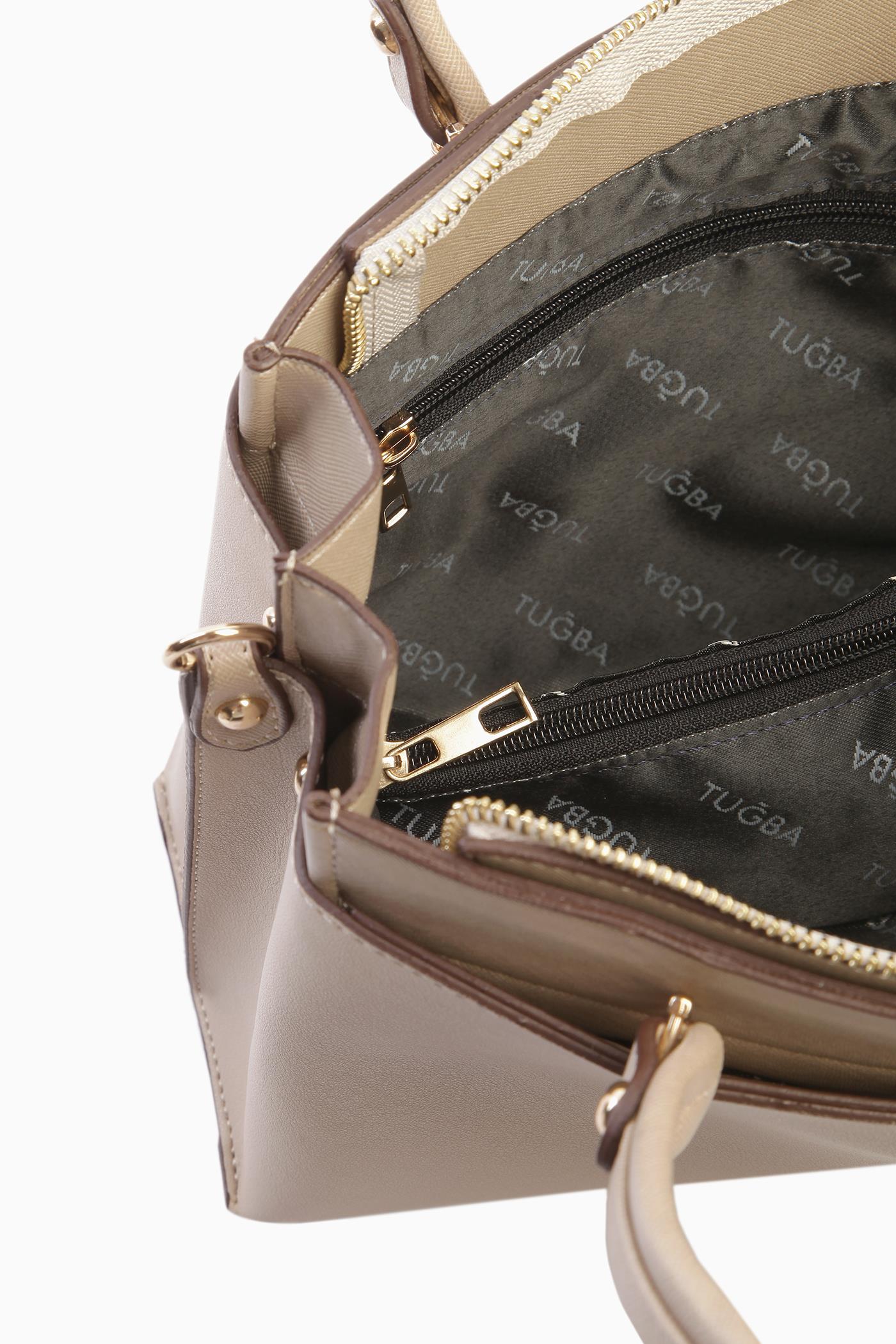 Omuz Askılı Çift Kulplu Çanta - Taş TUGBA