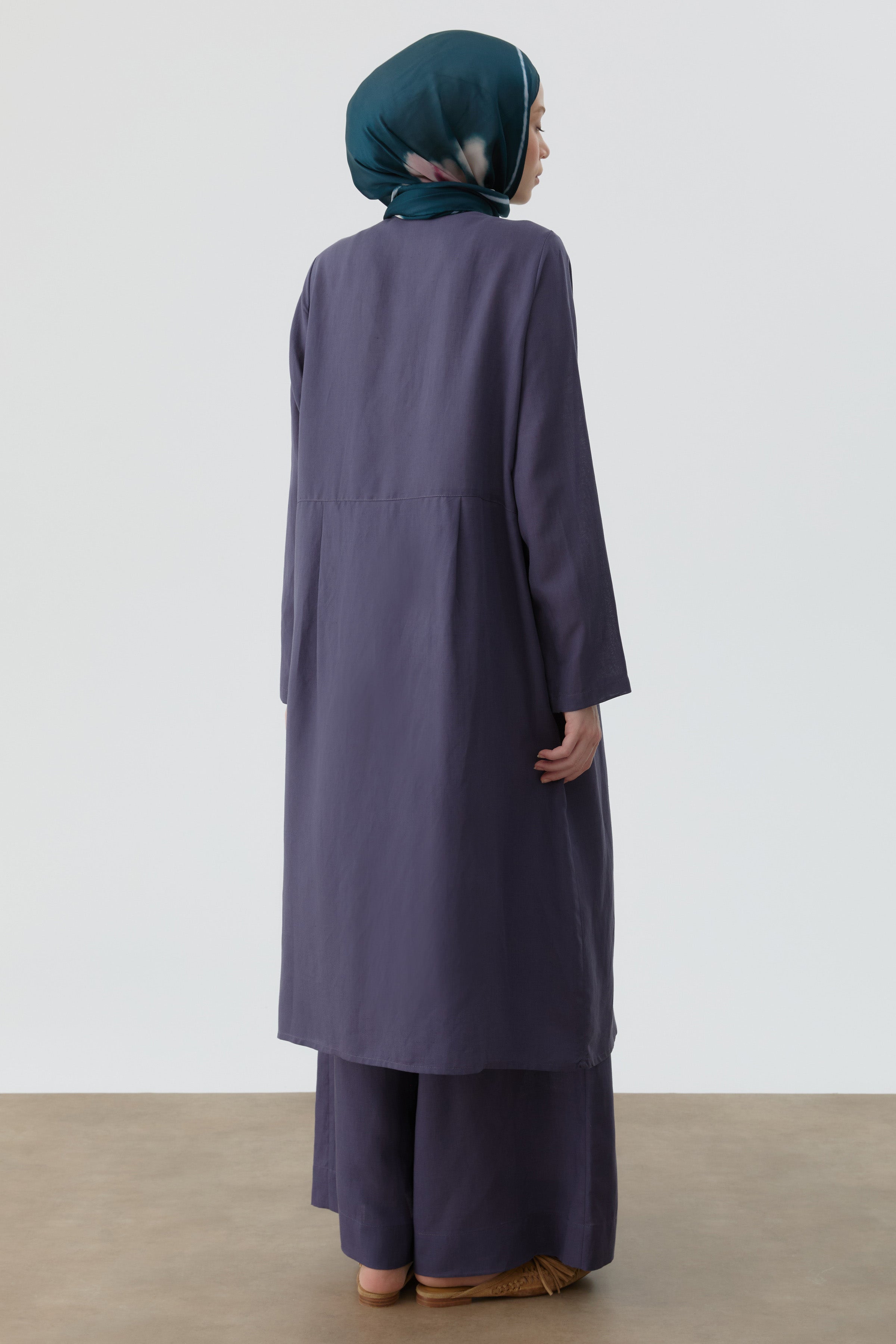 Omuz Nakış Detaylı Uzun Tunik - İndigo TUGBA