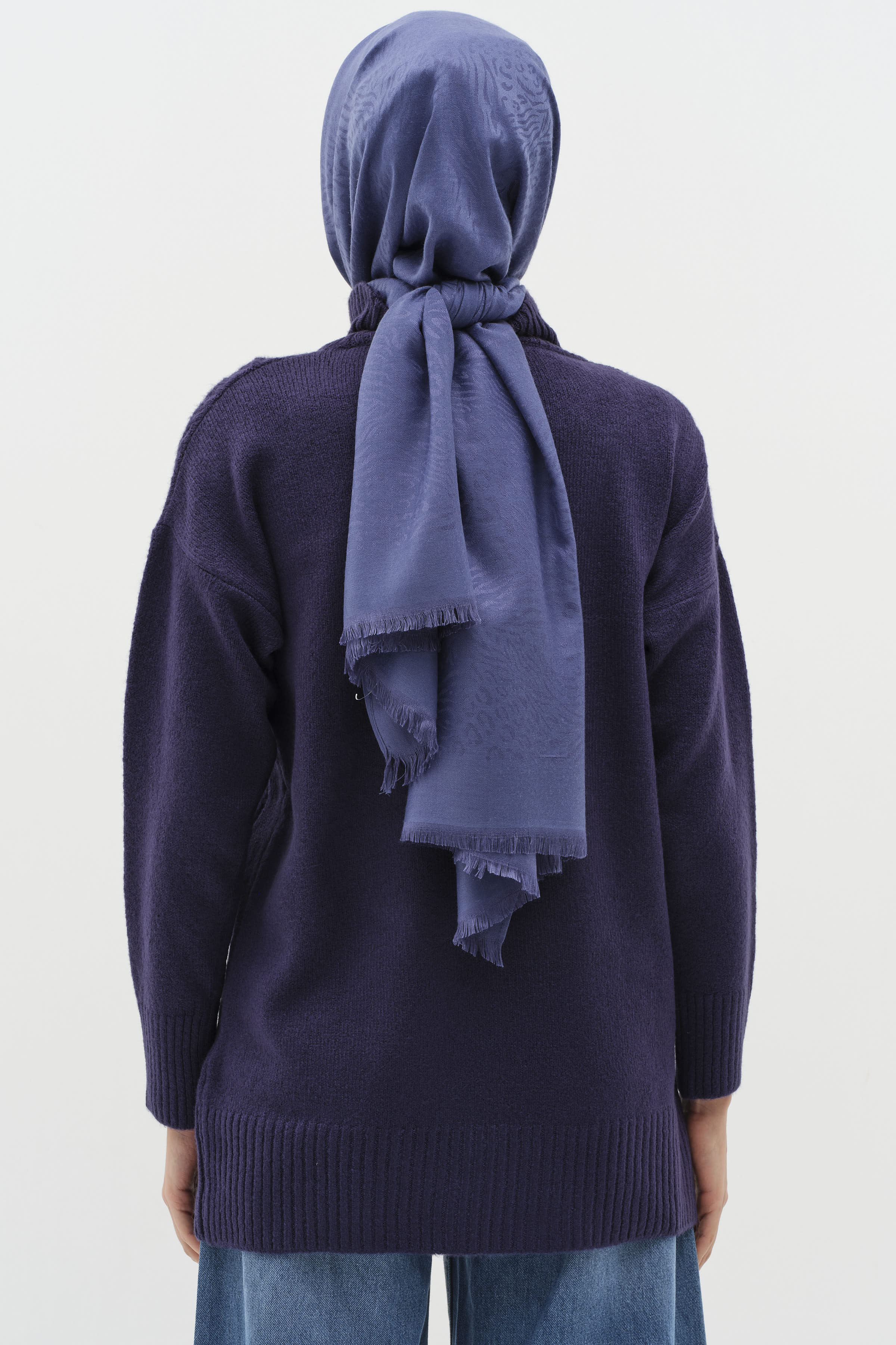 Örgü Desen Triko Tunik - Lacivert TUGBA