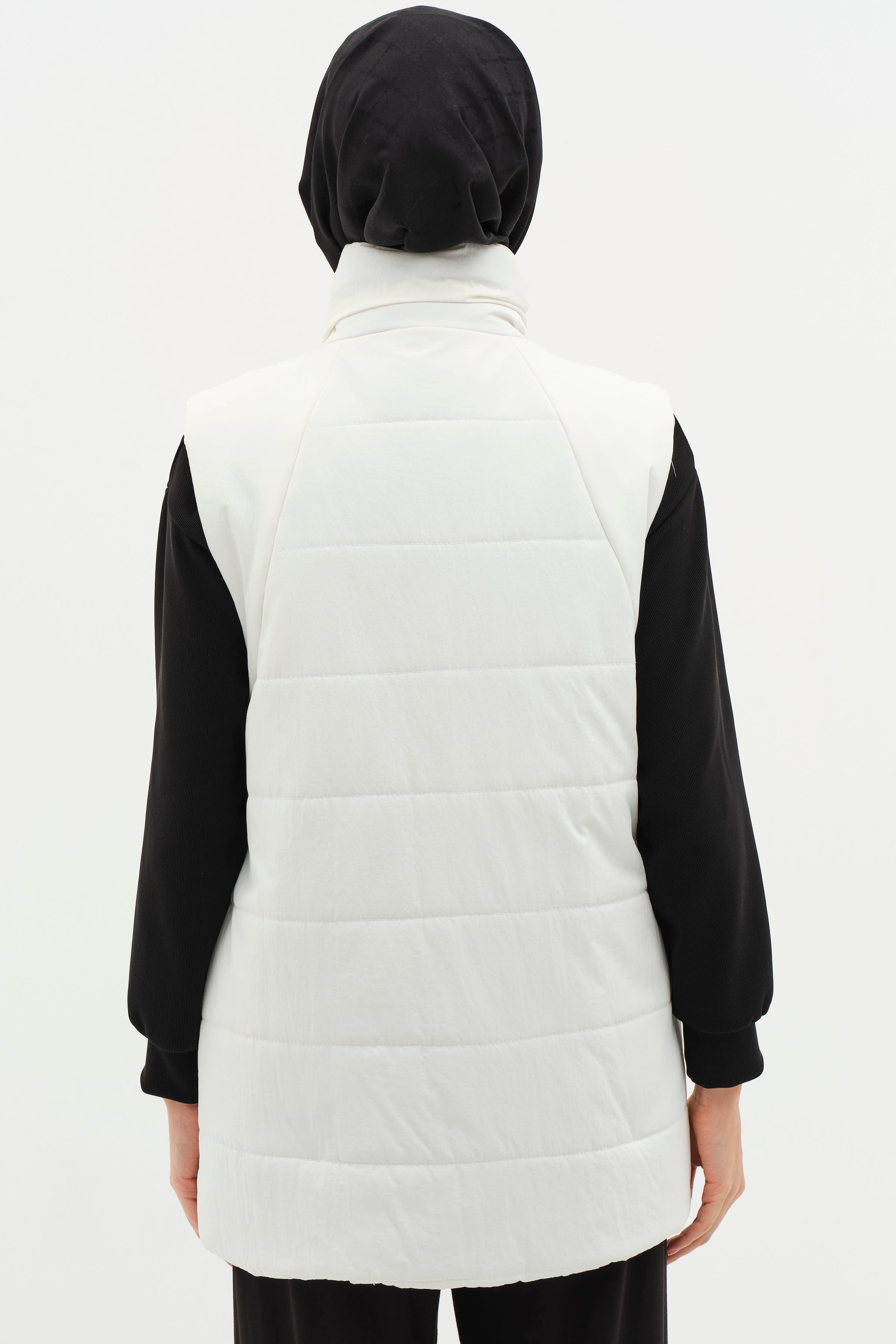 Örgü Model Kapitone Yelek - Ekru TUĞBA