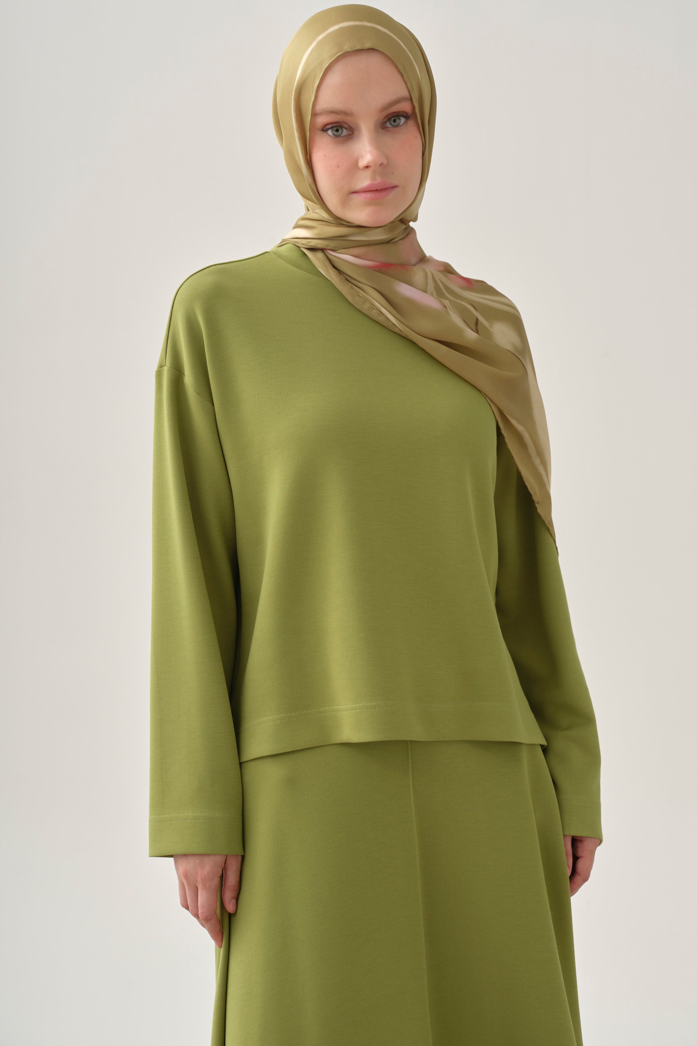 Örme Bluz Etek Takım - Olive TUGBA