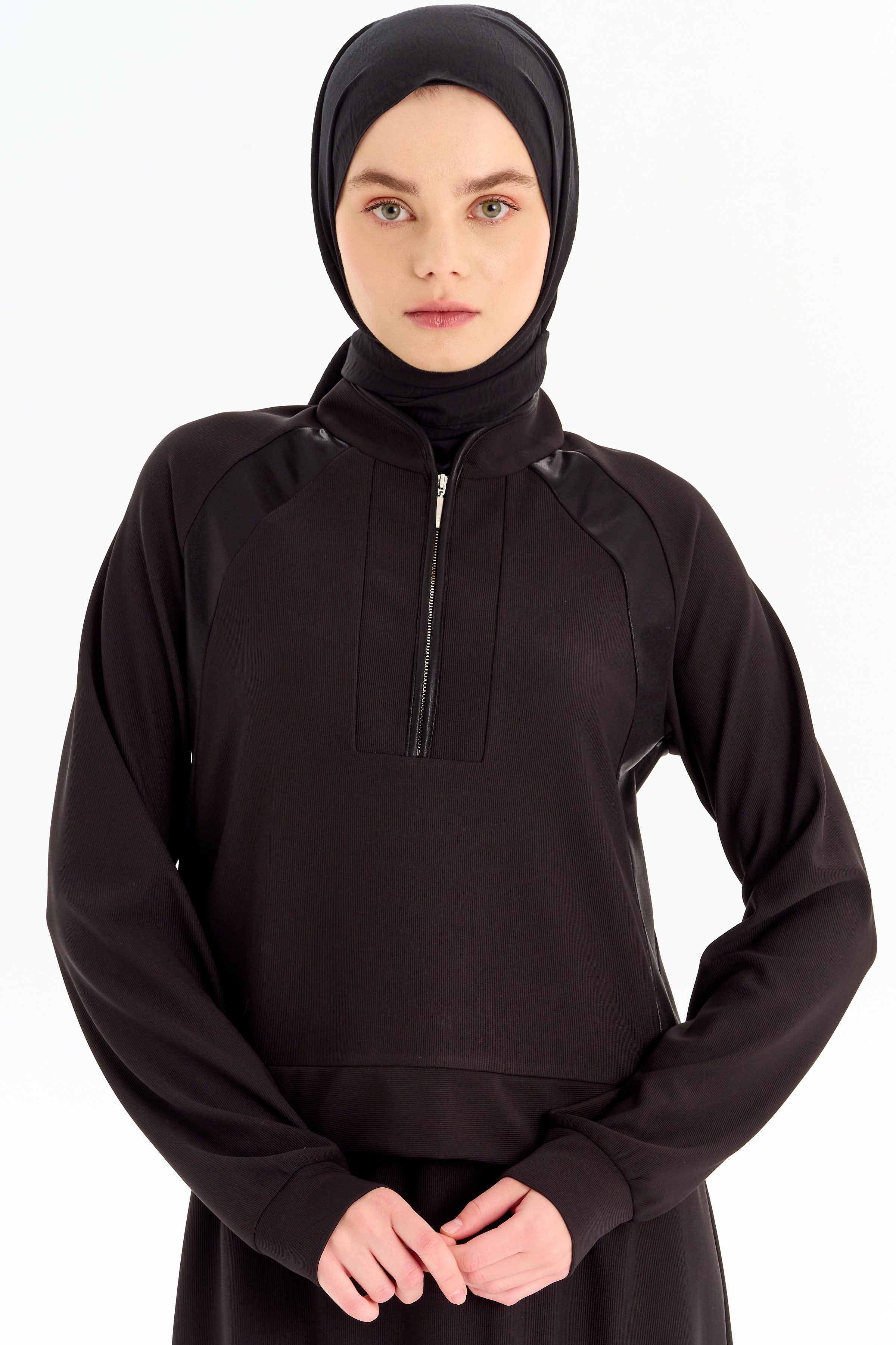 Örme Bluz Etek Takım - Siyah TUGBA