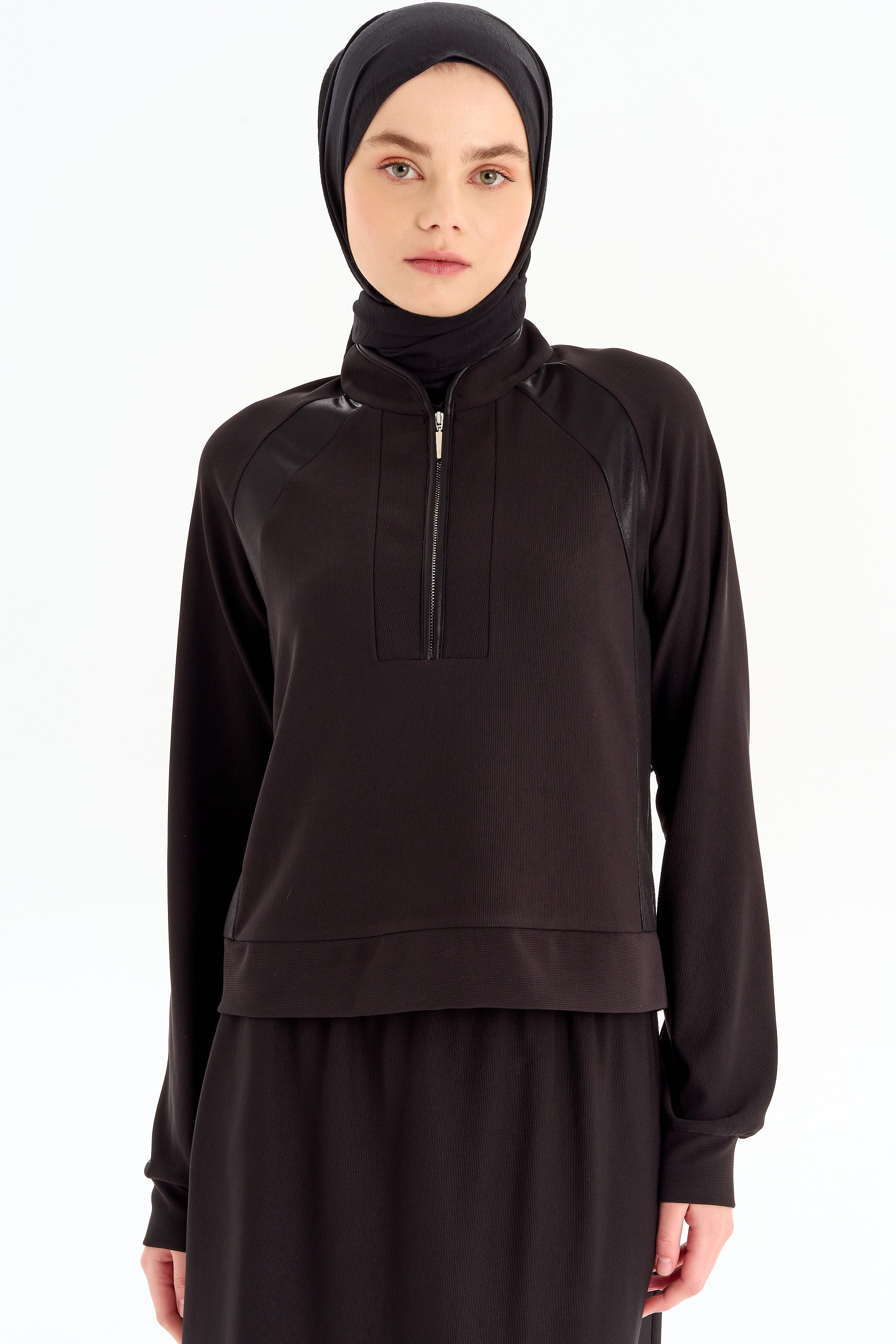 Örme Bluz Etek Takım - Siyah TUGBA