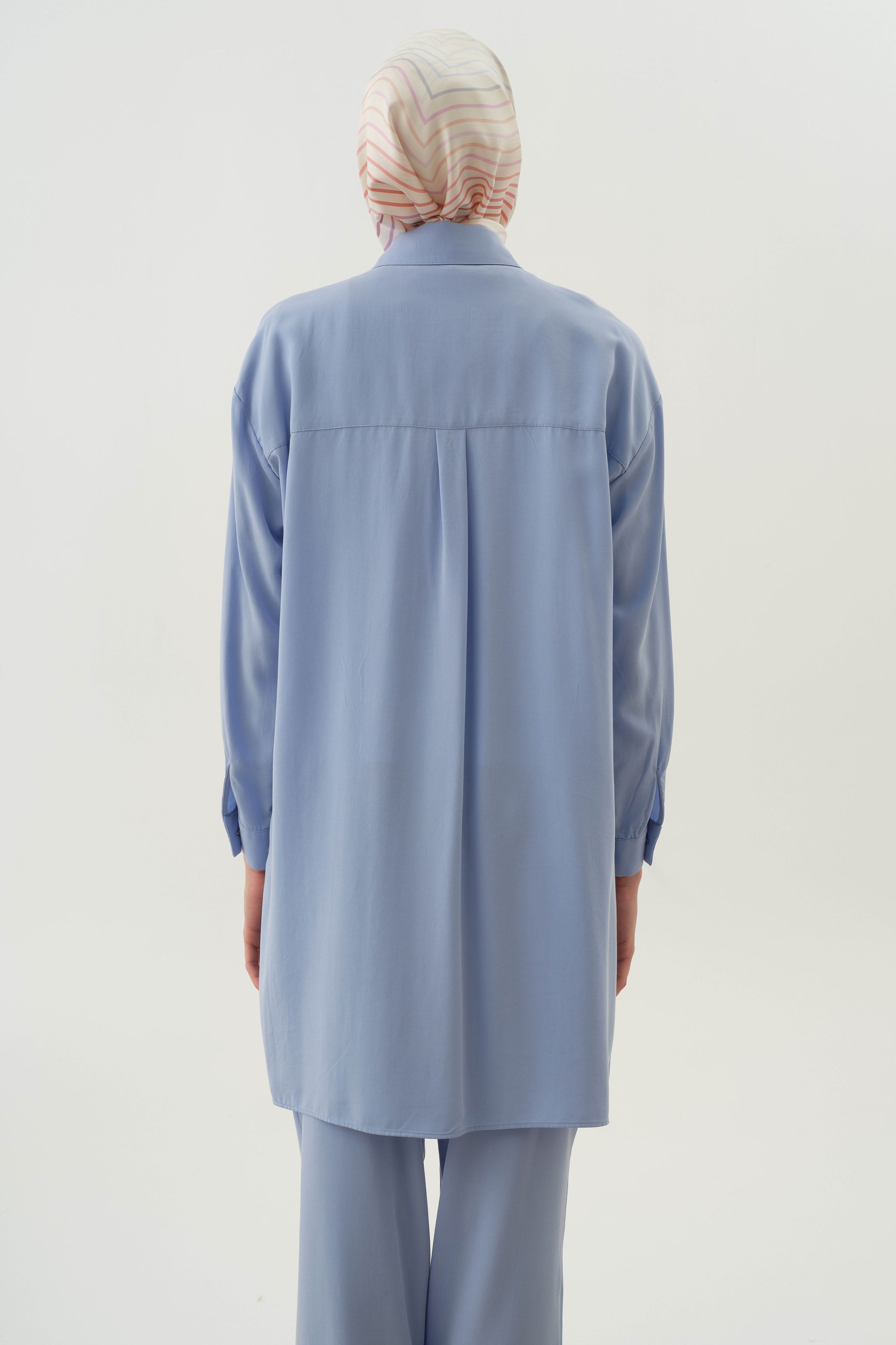 Örme Bluzlu Uzun Tunik Takım - Açık Mavi TUGBA