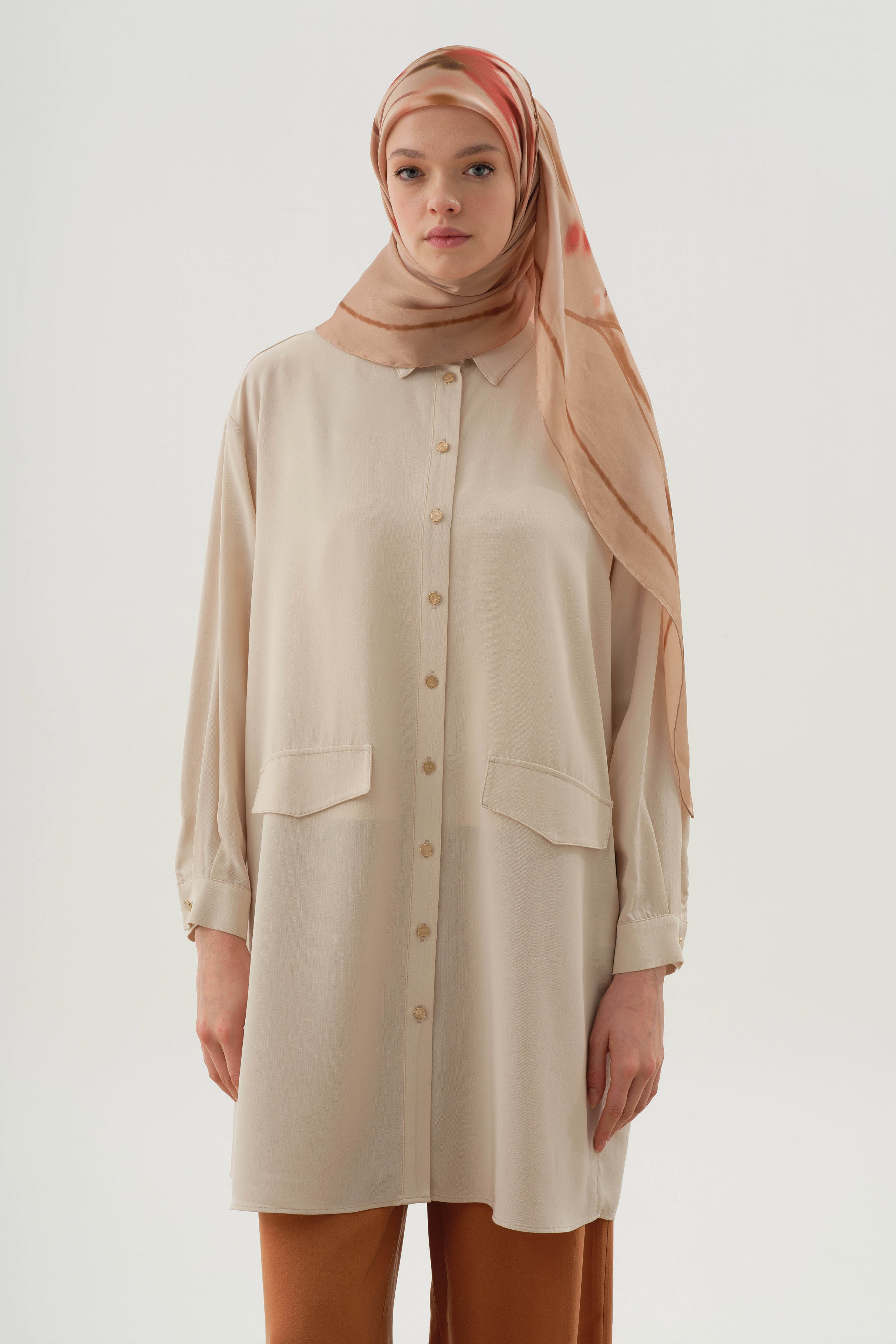 Örme Bluzlu Uzun Tunik Takım - Bej TUGBA