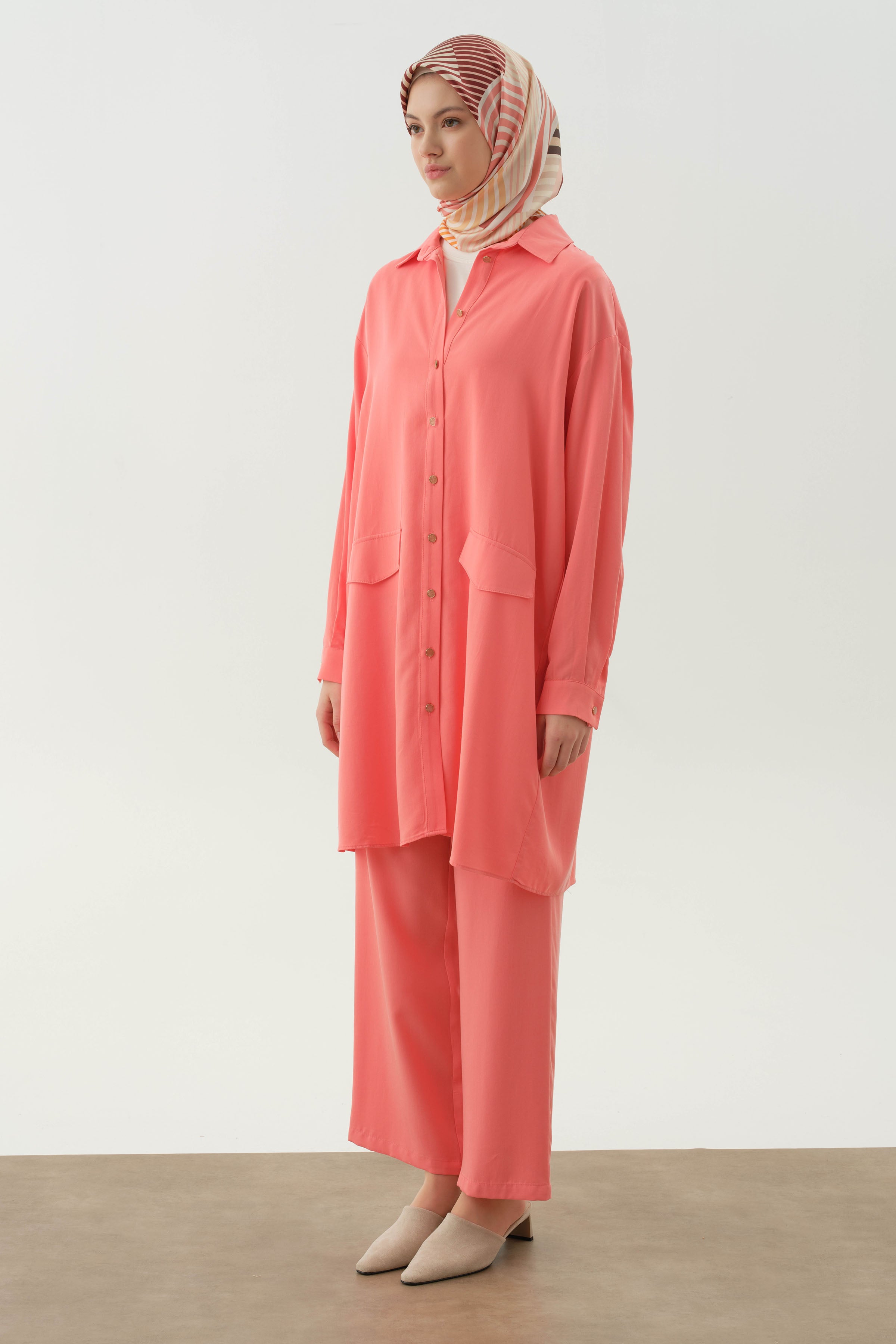 Örme Bluzlu Uzun Tunik Takım - Mercan TUGBA