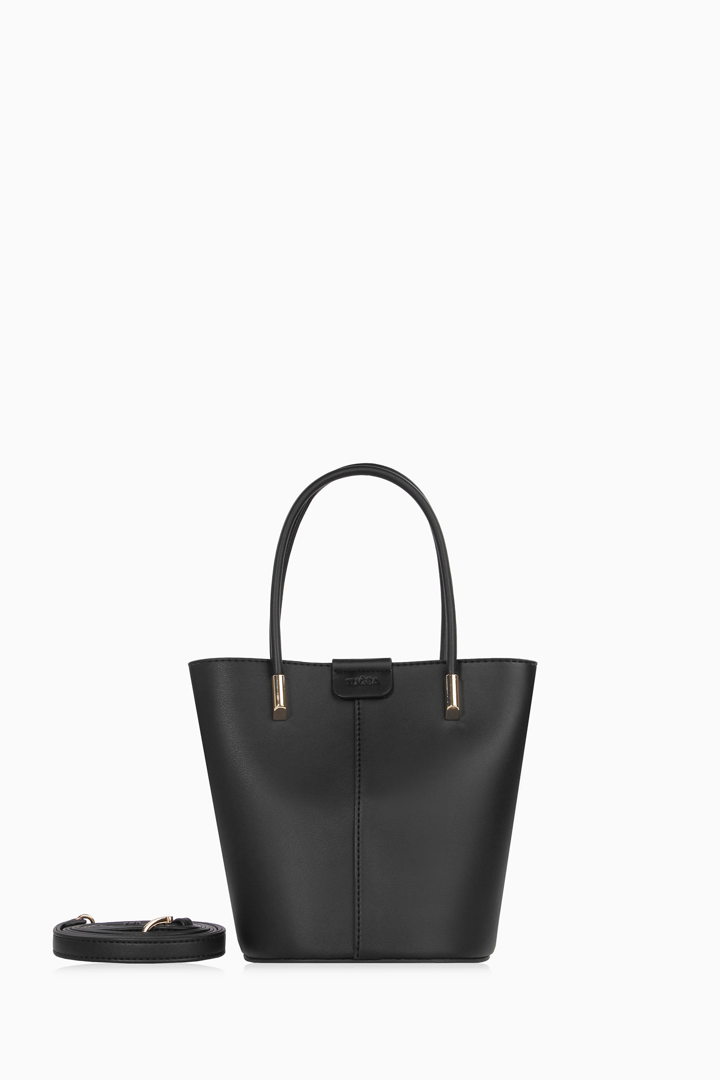 Ortası Dikiş Detaylı Kova Çanta - Siyah TUGBA