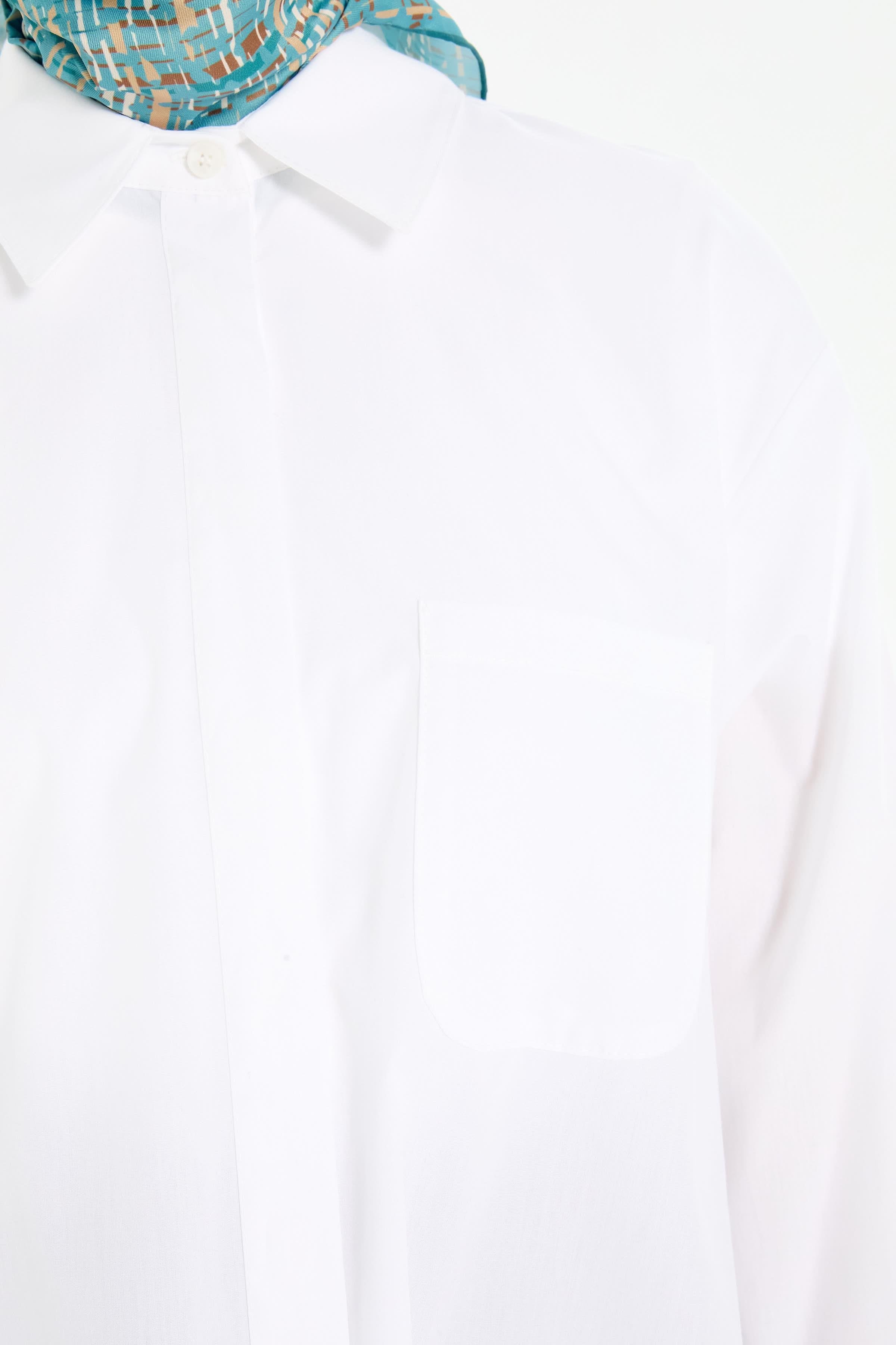 Oversize Cepli Tunik - Beyaz TUGBA