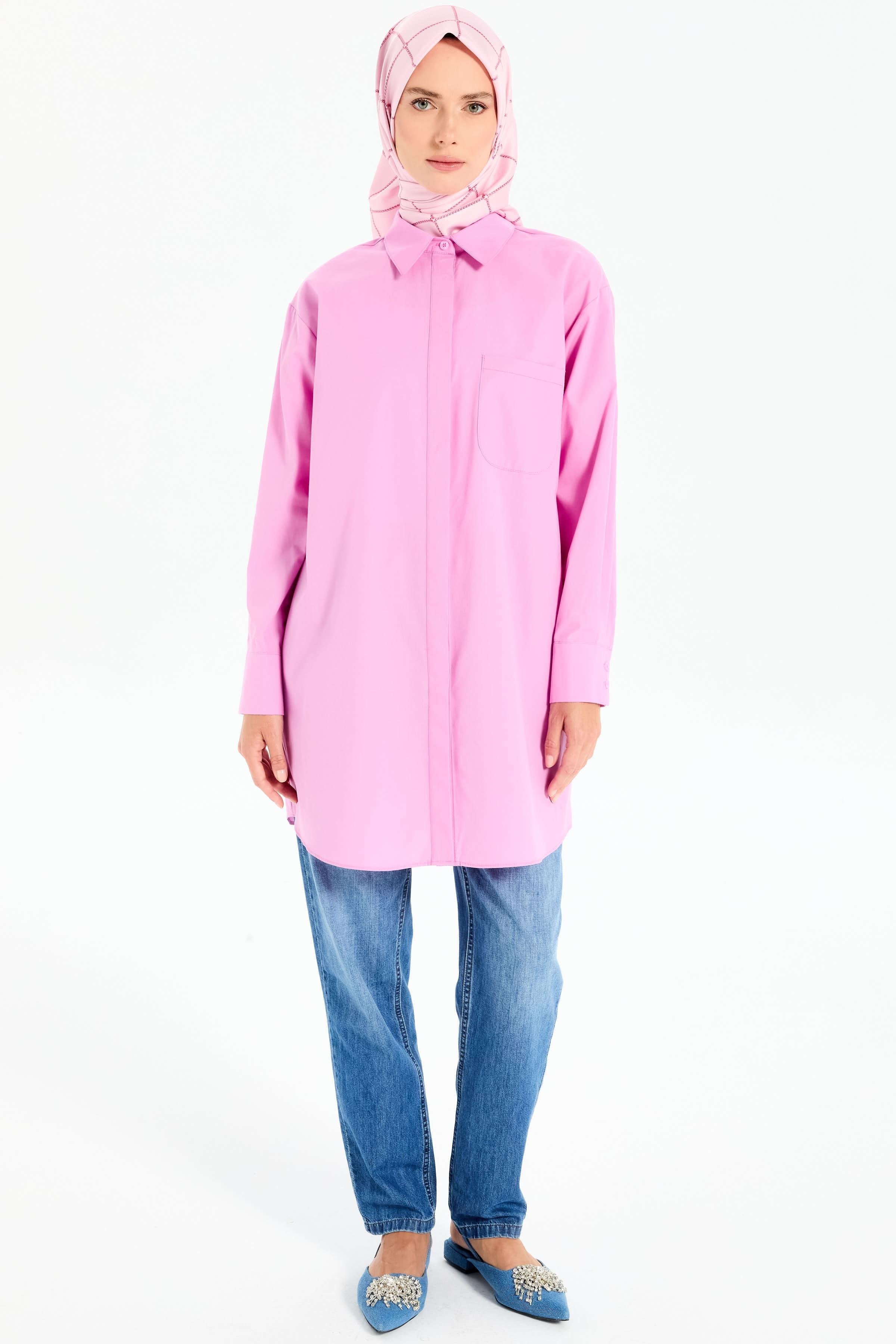 Oversize Cepli Tunik - Pembe TUGBA