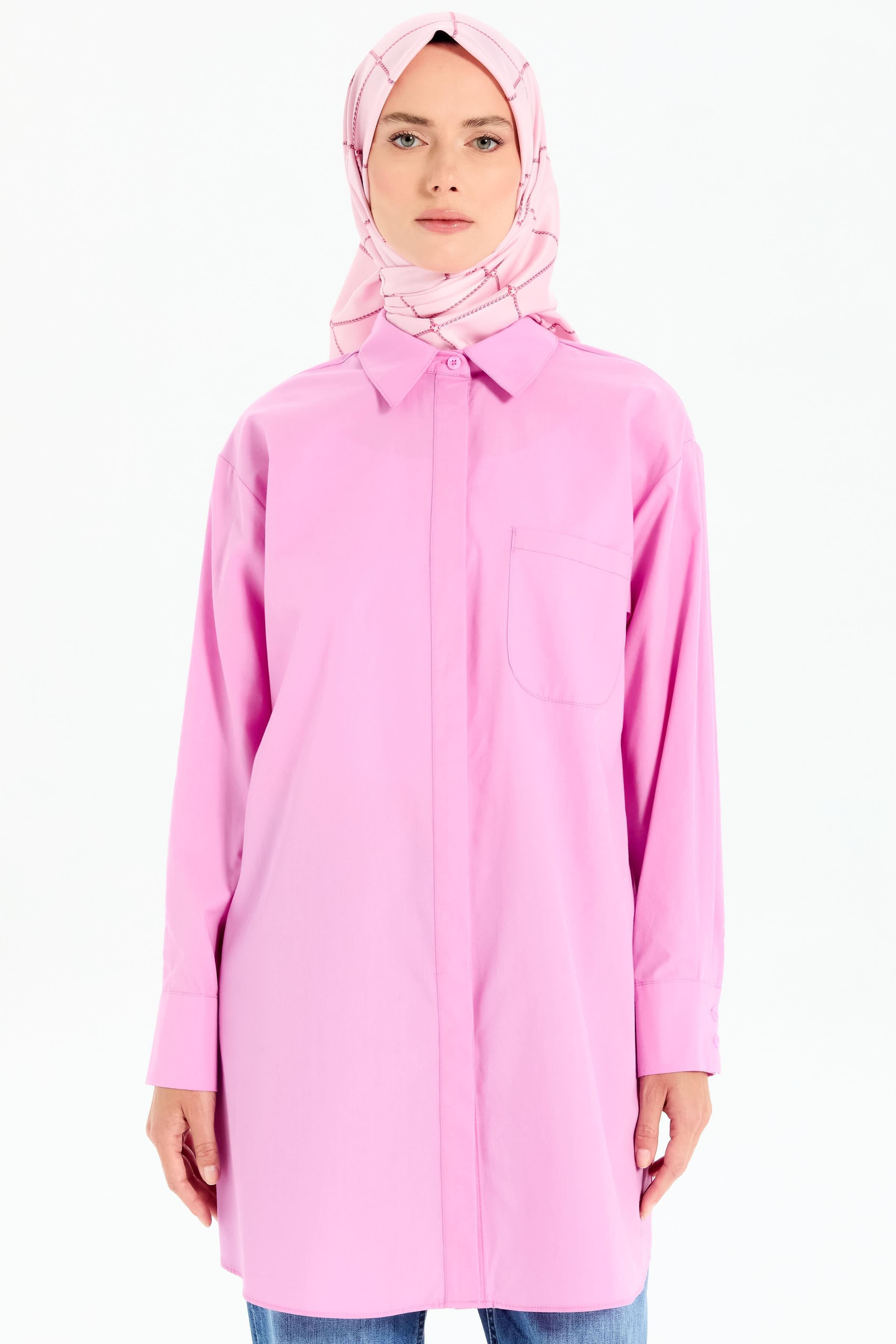 Oversize Cepli Tunik - Pembe TUGBA