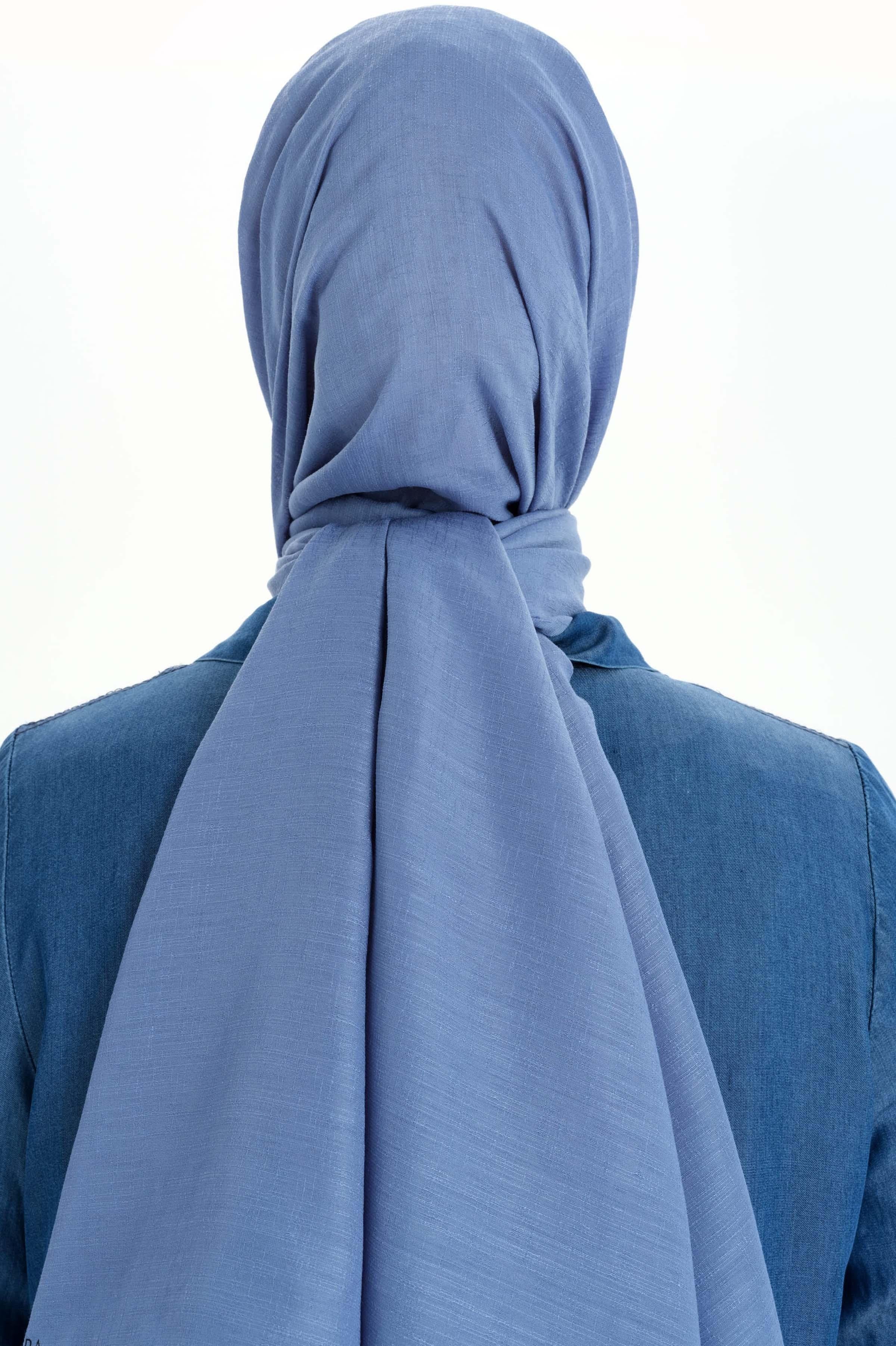 Kenar Şeritli Jakar Şal - İndigo TUGBA