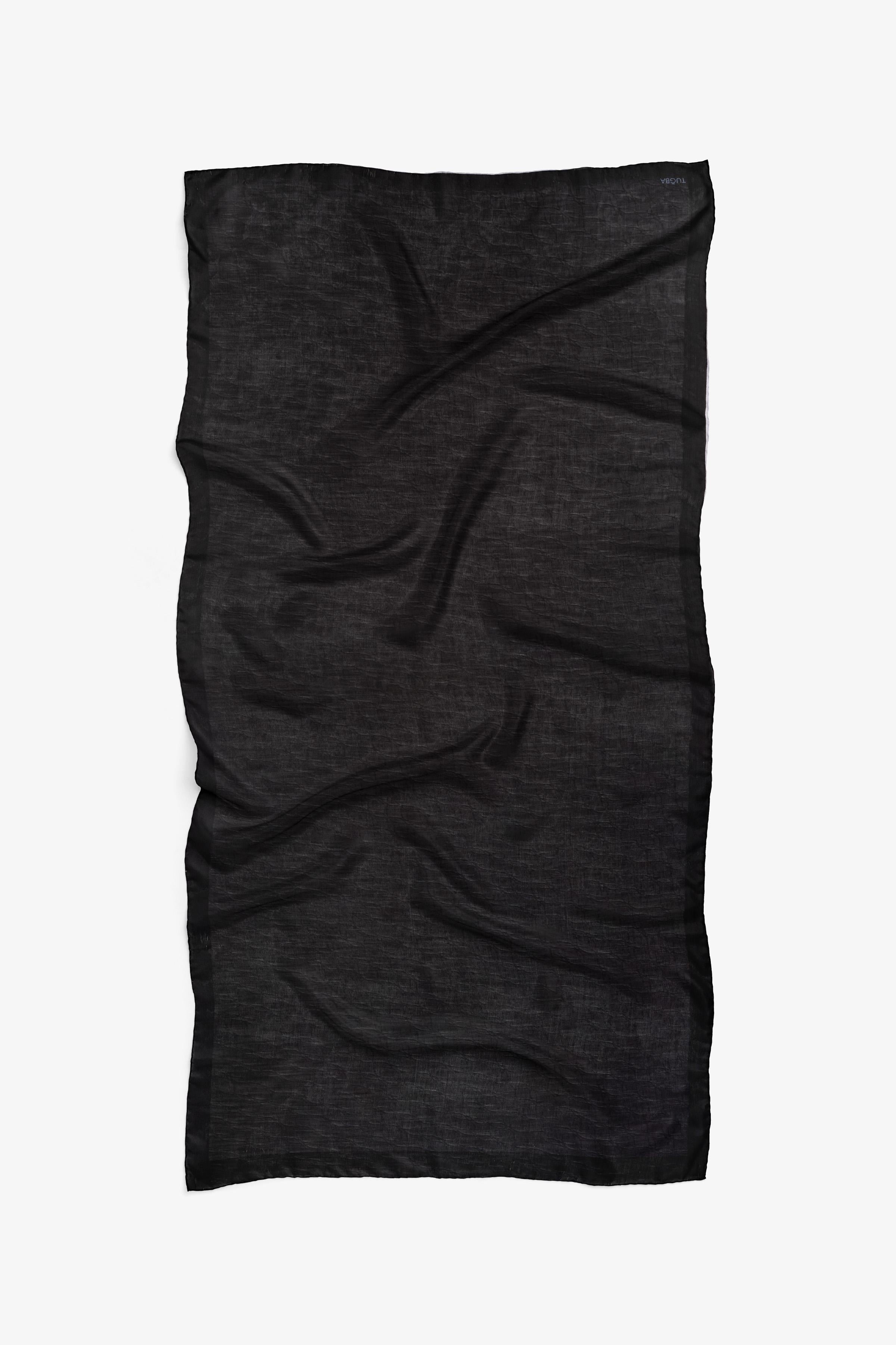 Düz Renk Jakar Şal - Siyah TUGBA