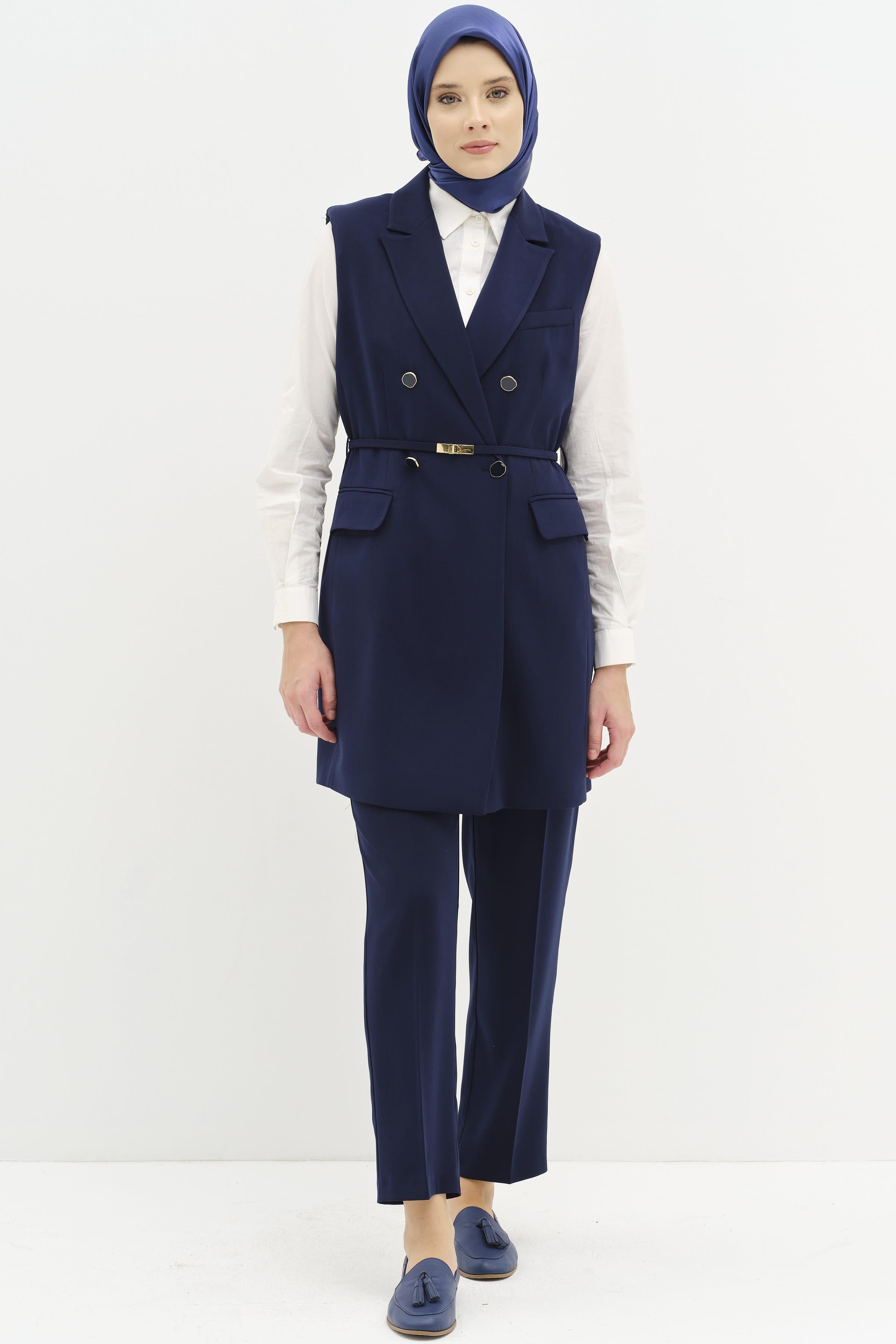 Pantolon Yelek Takım - Lacivert TUGBA