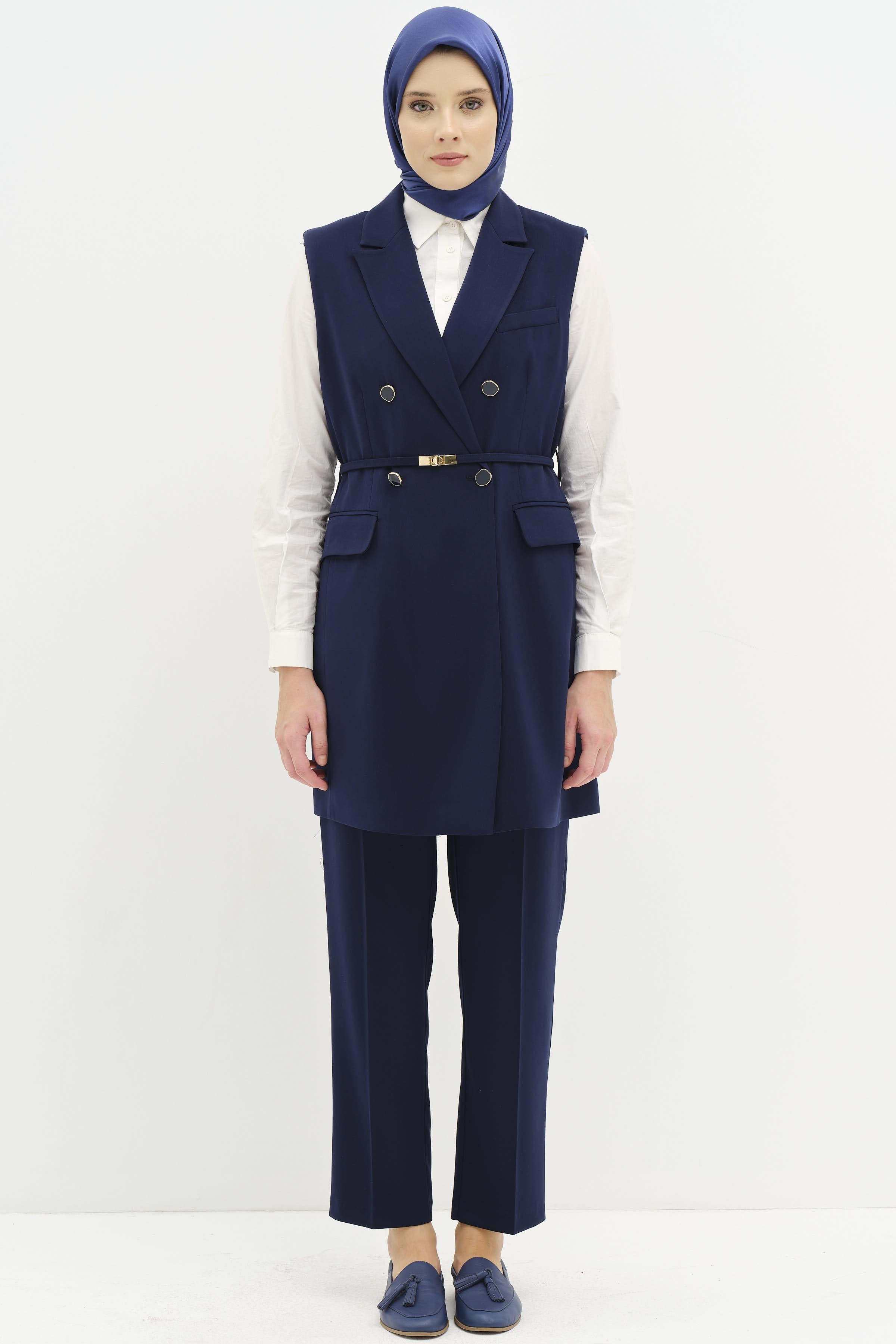 Pantolon Yelek Takım - Lacivert TUGBA