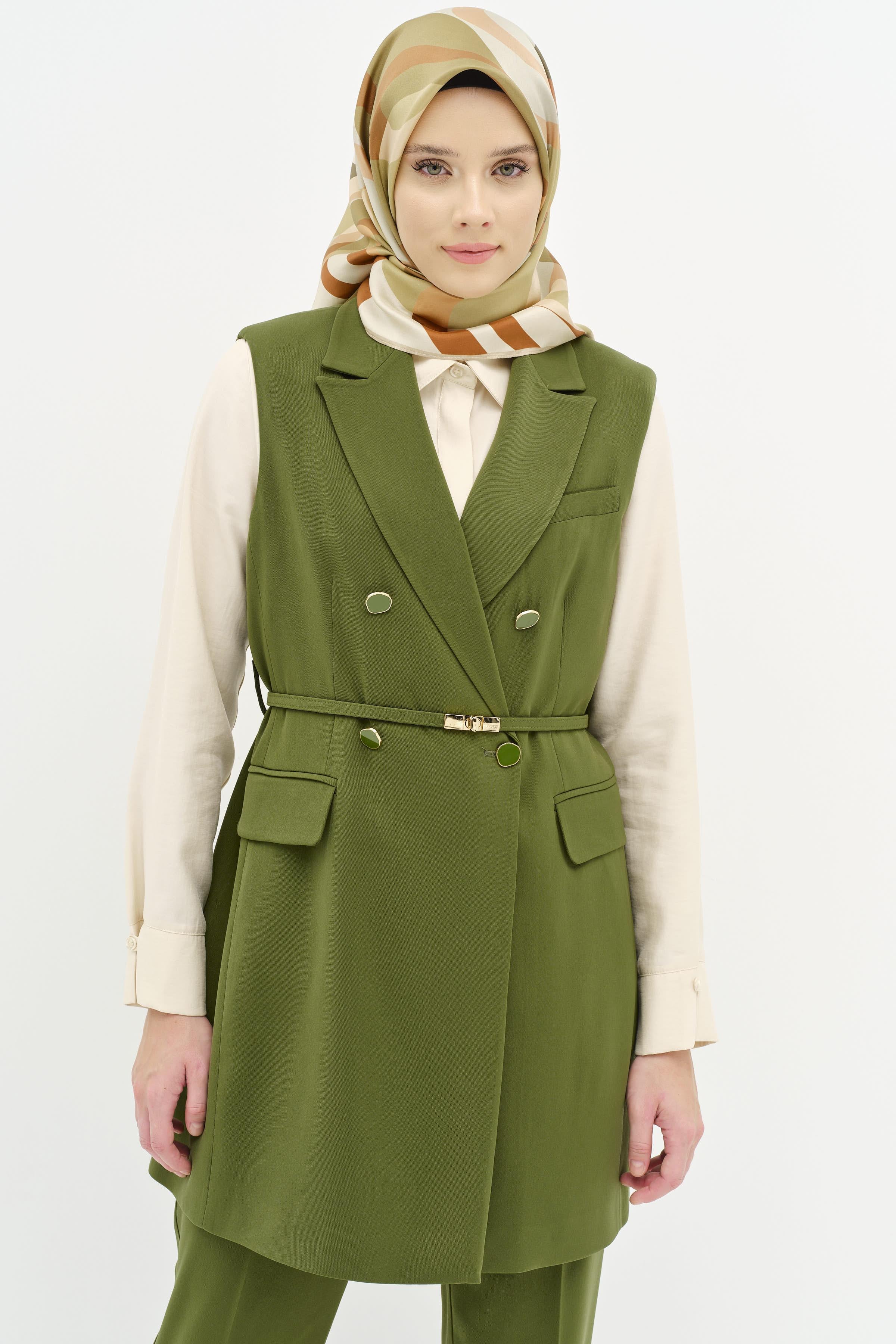 Pantolon Yelek Takım - Olive TUGBA