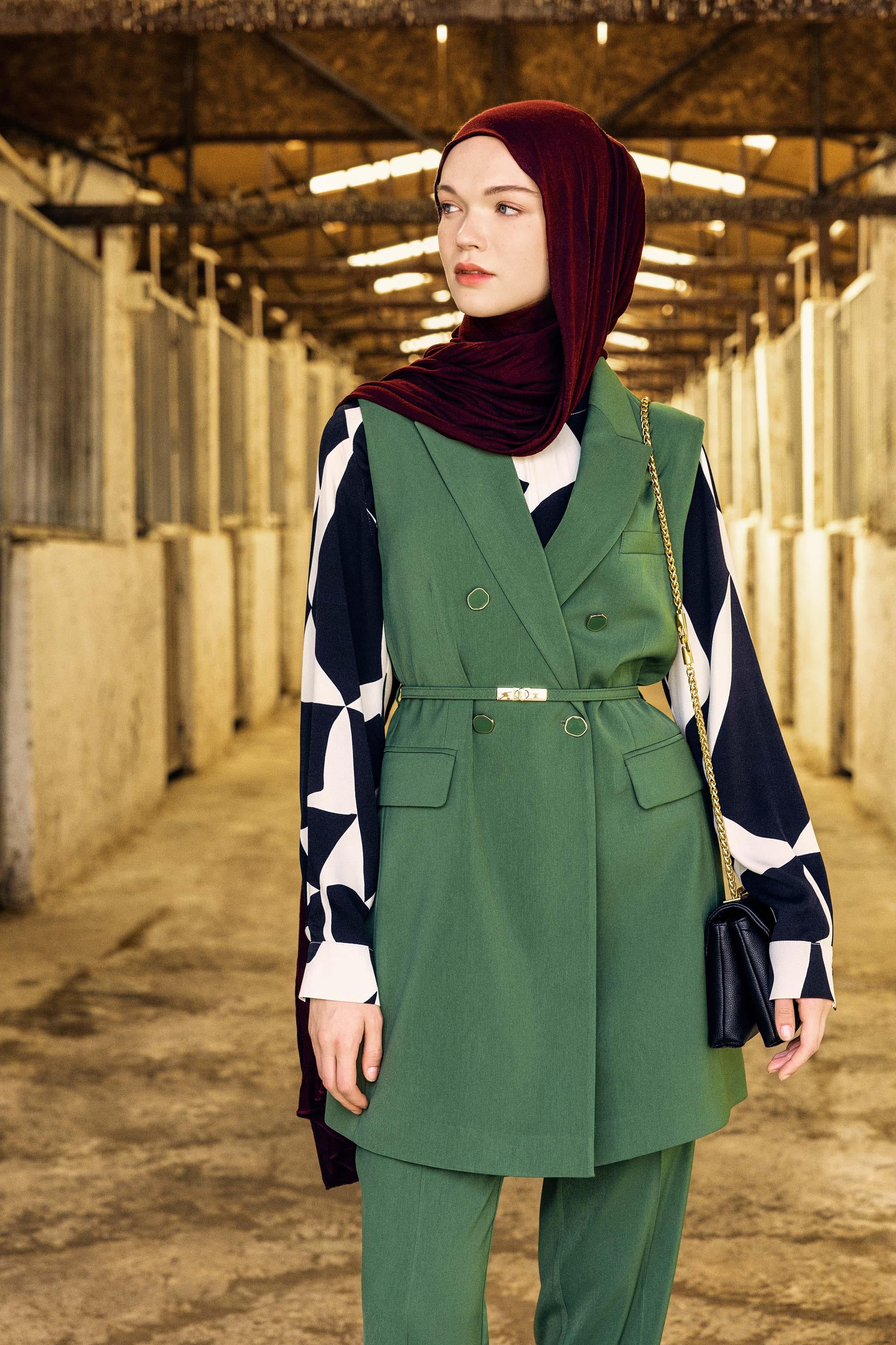 Pantolon Yelek Takım - Olive TUGBA