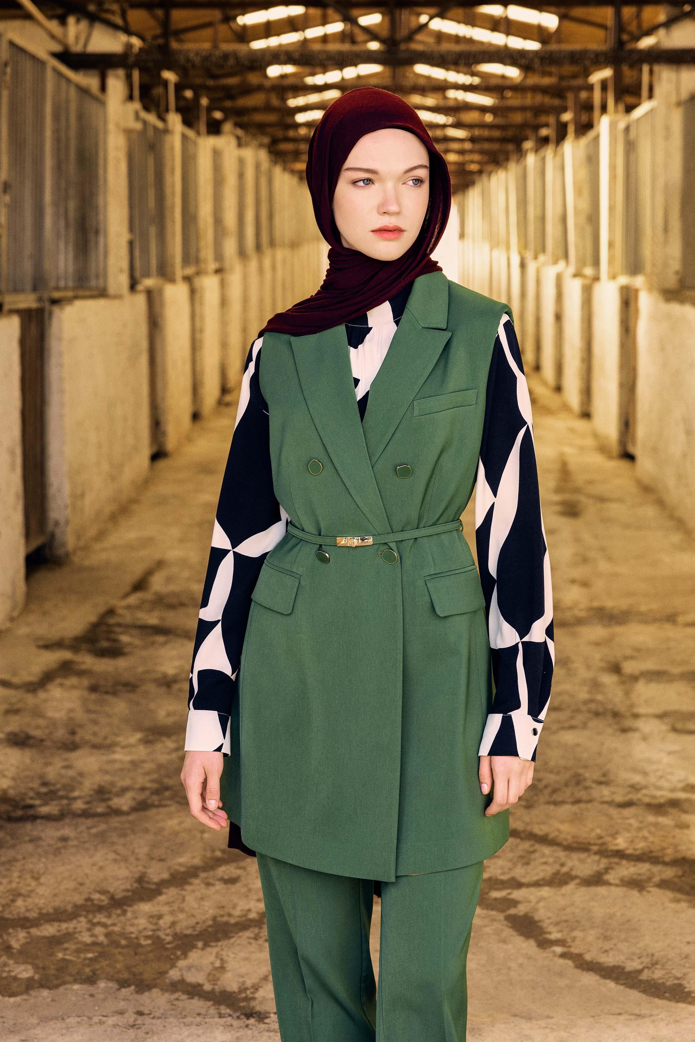 Pantolon Yelek Takım - Olive TUGBA