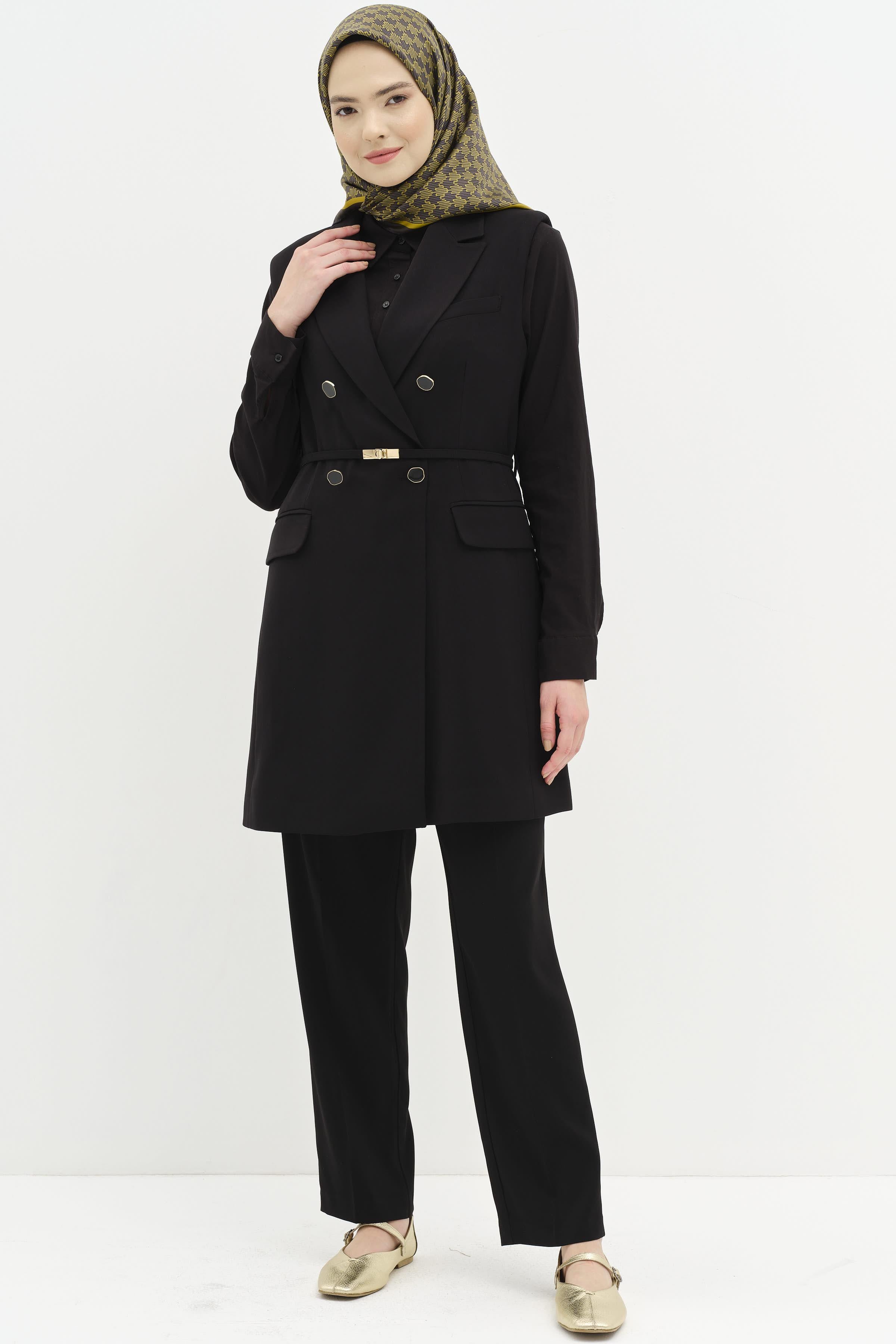 Pantolon Yelek Takım - Siyah TUGBA