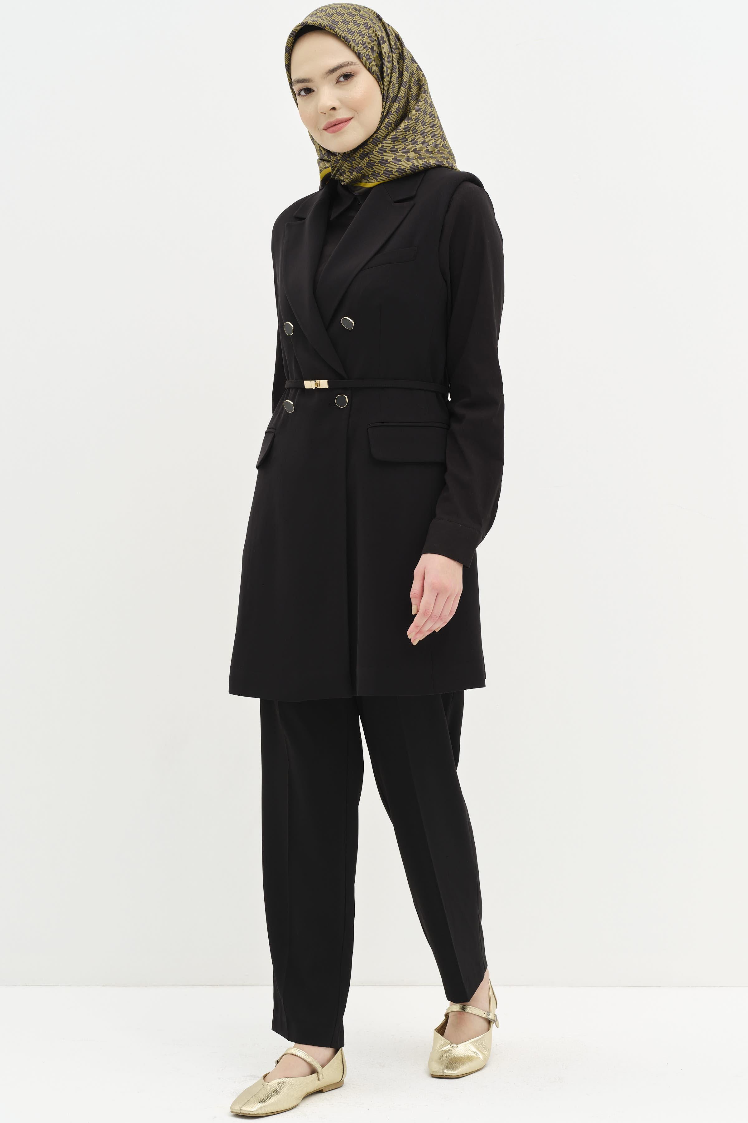 Pantolon Yelek Takım - Siyah TUGBA