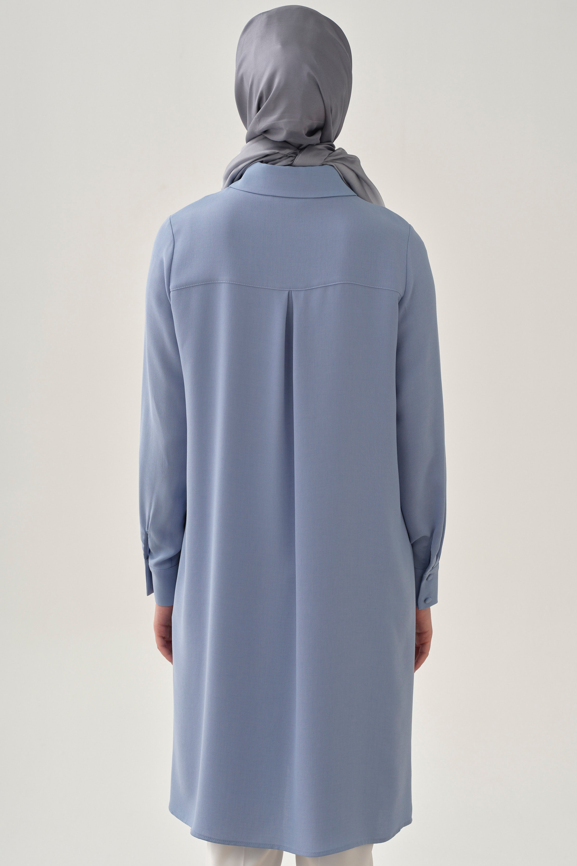 Patı Pile Detaylı Tunik - Açık Mavi TUGBA