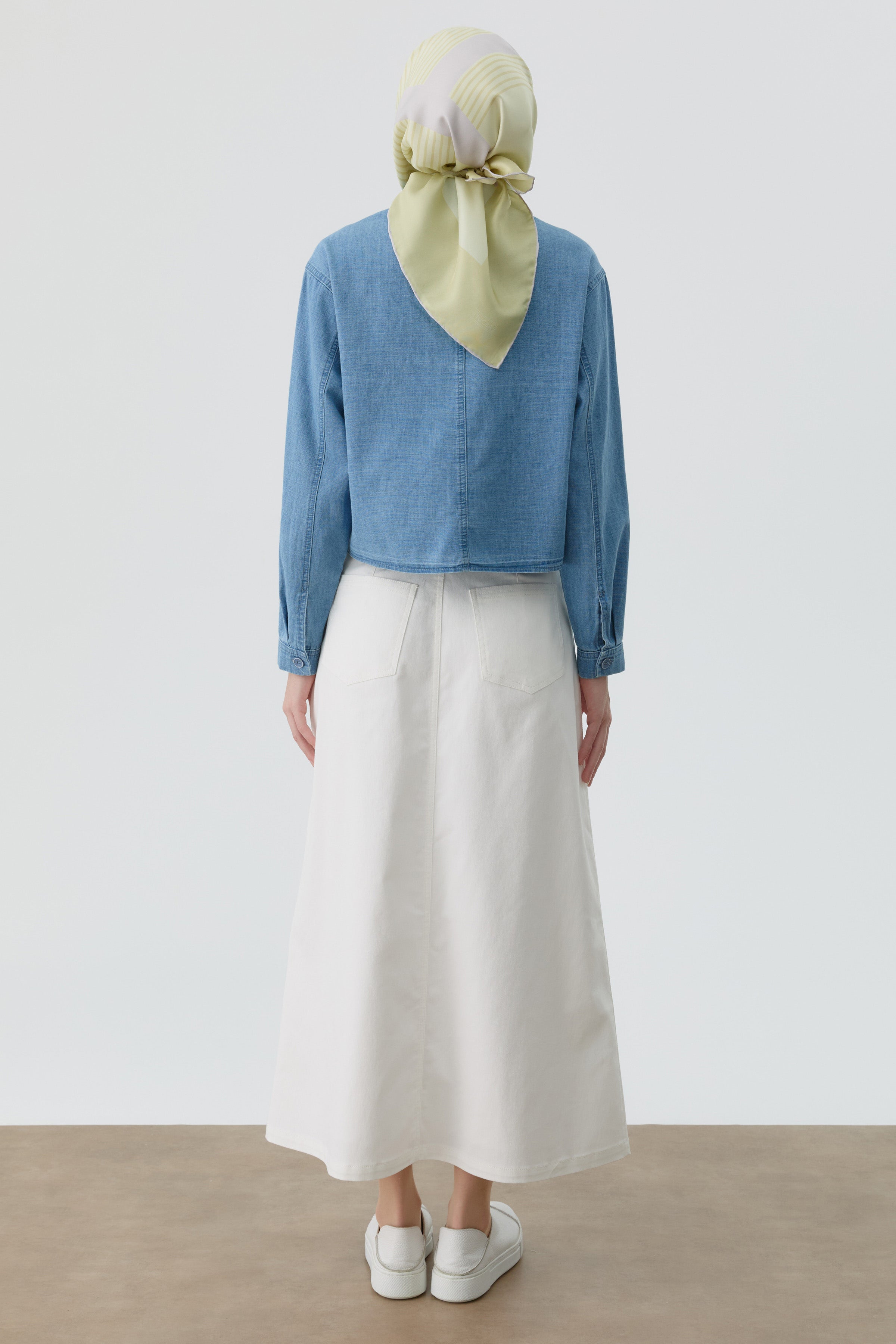 Pile Detaylı Cepli Etek - Ekru TUGBA