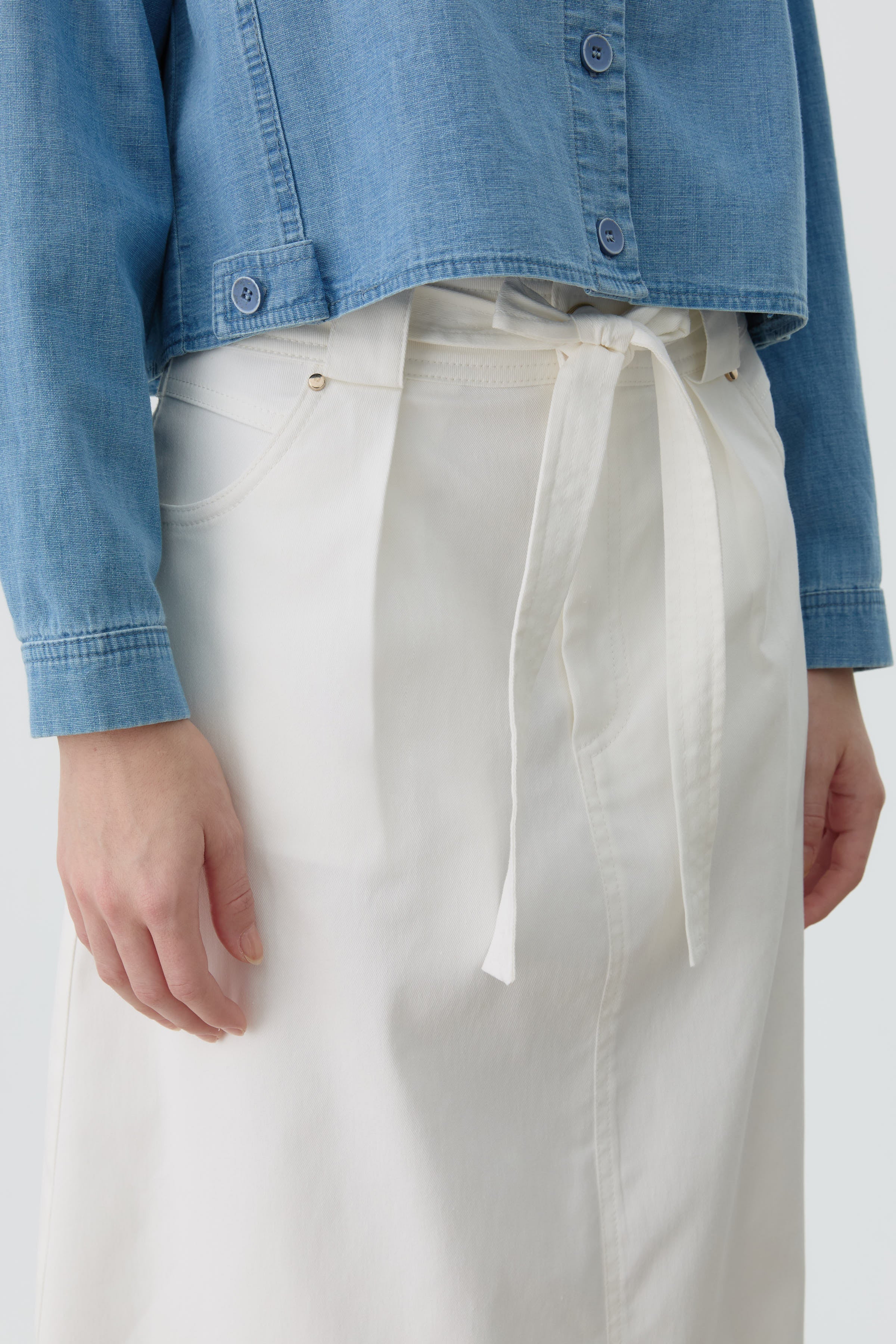 Pile Detaylı Cepli Etek - Ekru TUGBA