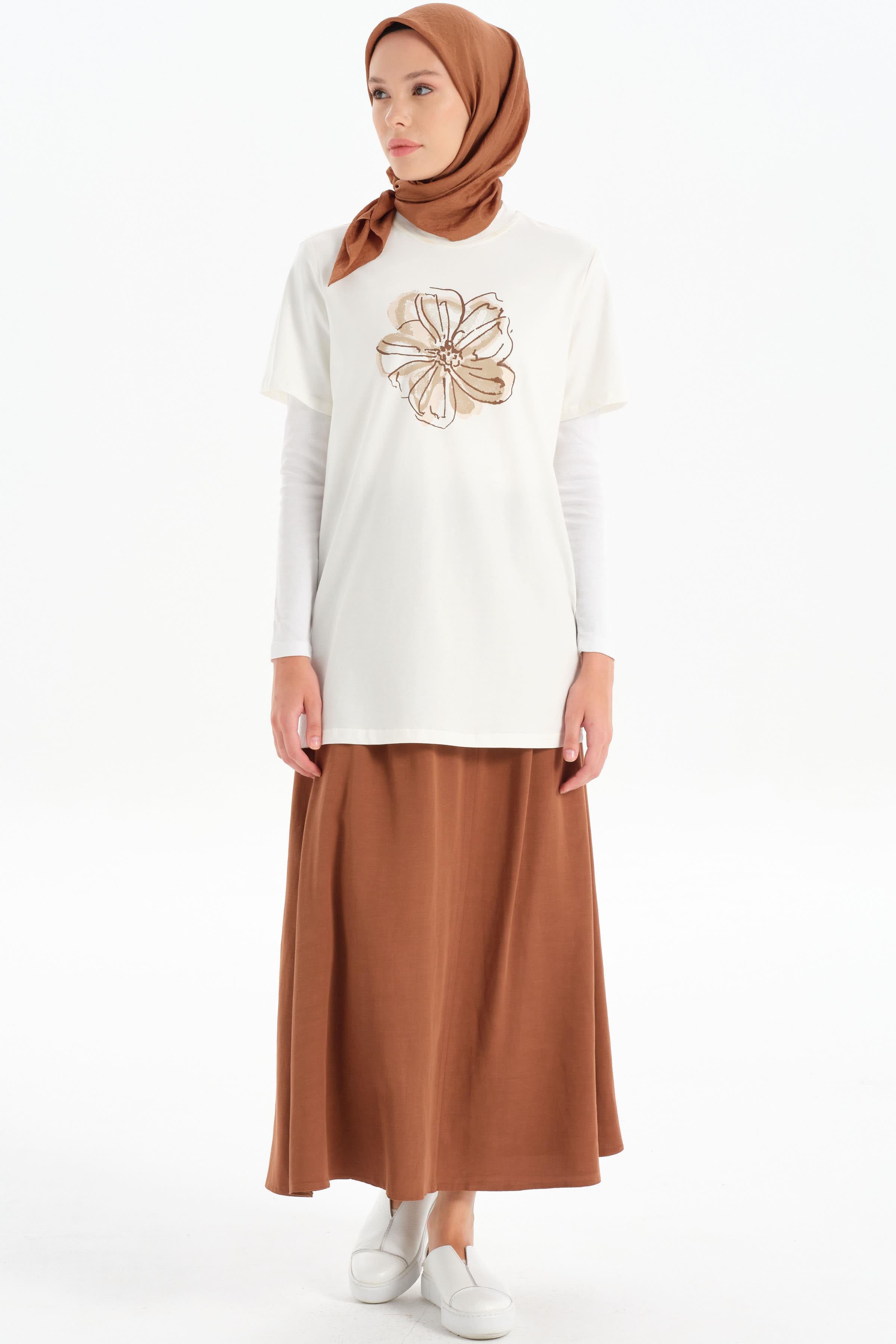 Pile Detaylı Cepli Etek - Kahve TUGBA