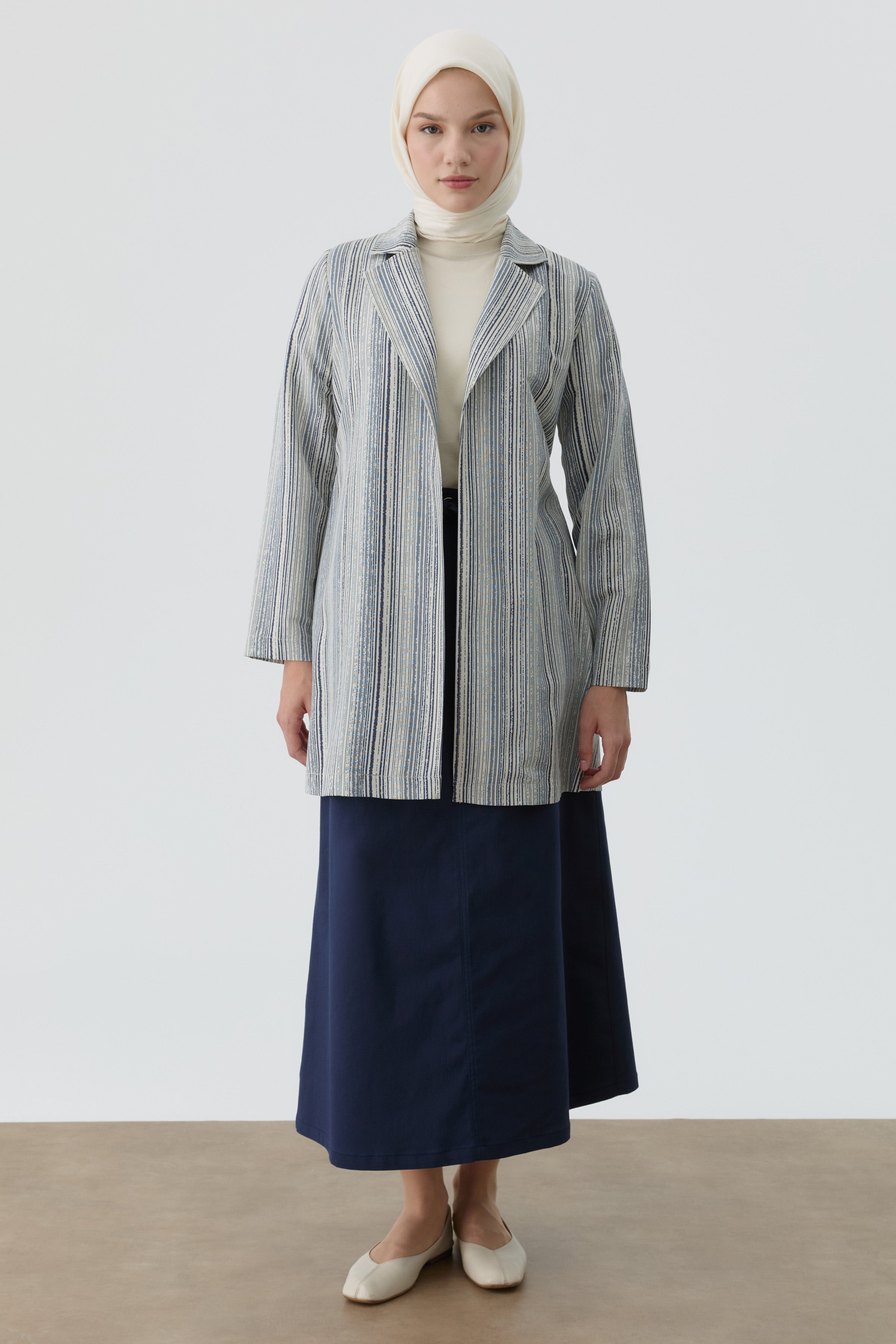 Pile Detaylı Cepli Etek - Lacivert TUGBA