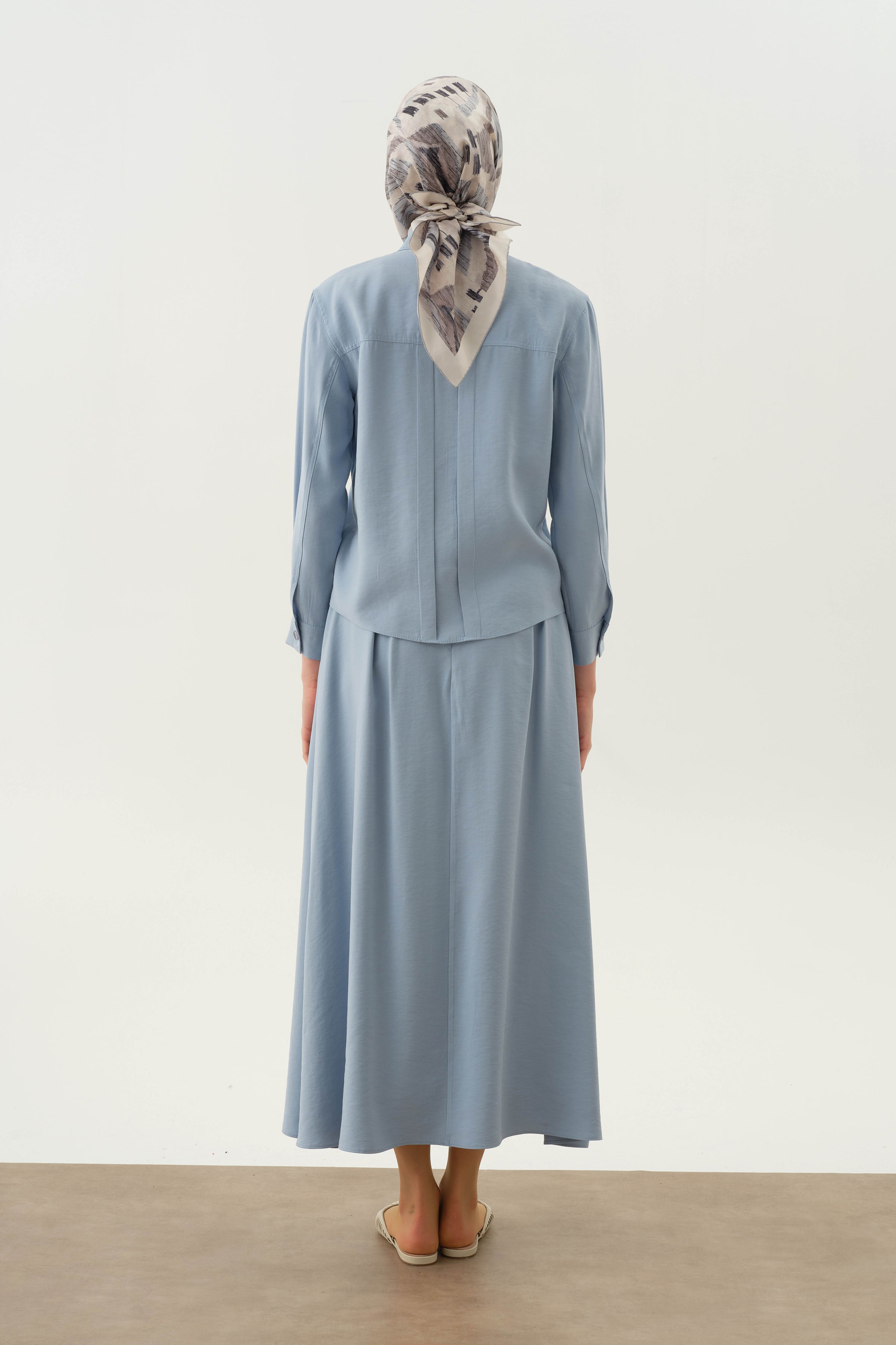 Pile Detaylı Gömlek Etek Takım - Aqua TUGBA