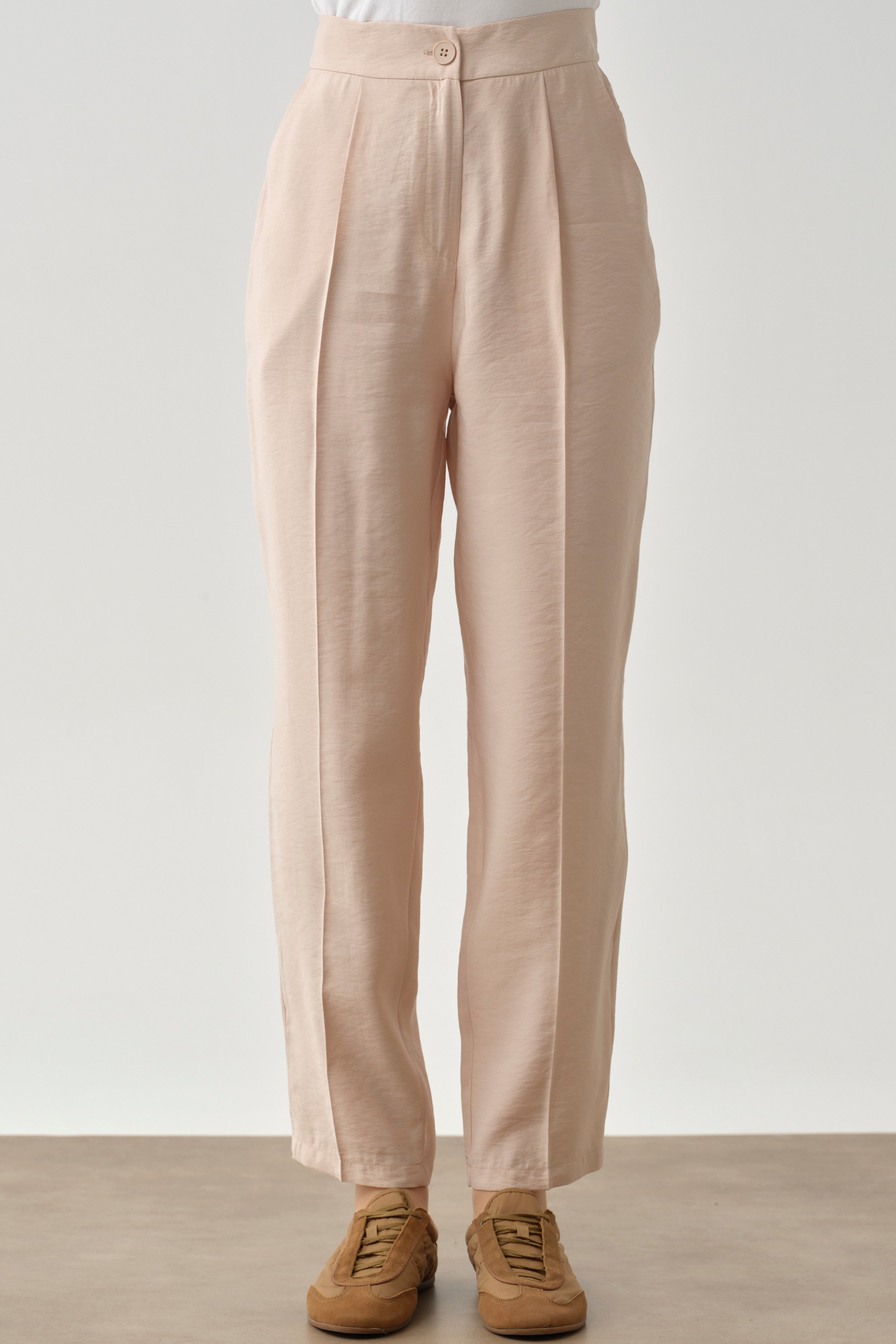 Pile Detaylı Pantolon - Bej TUGBA